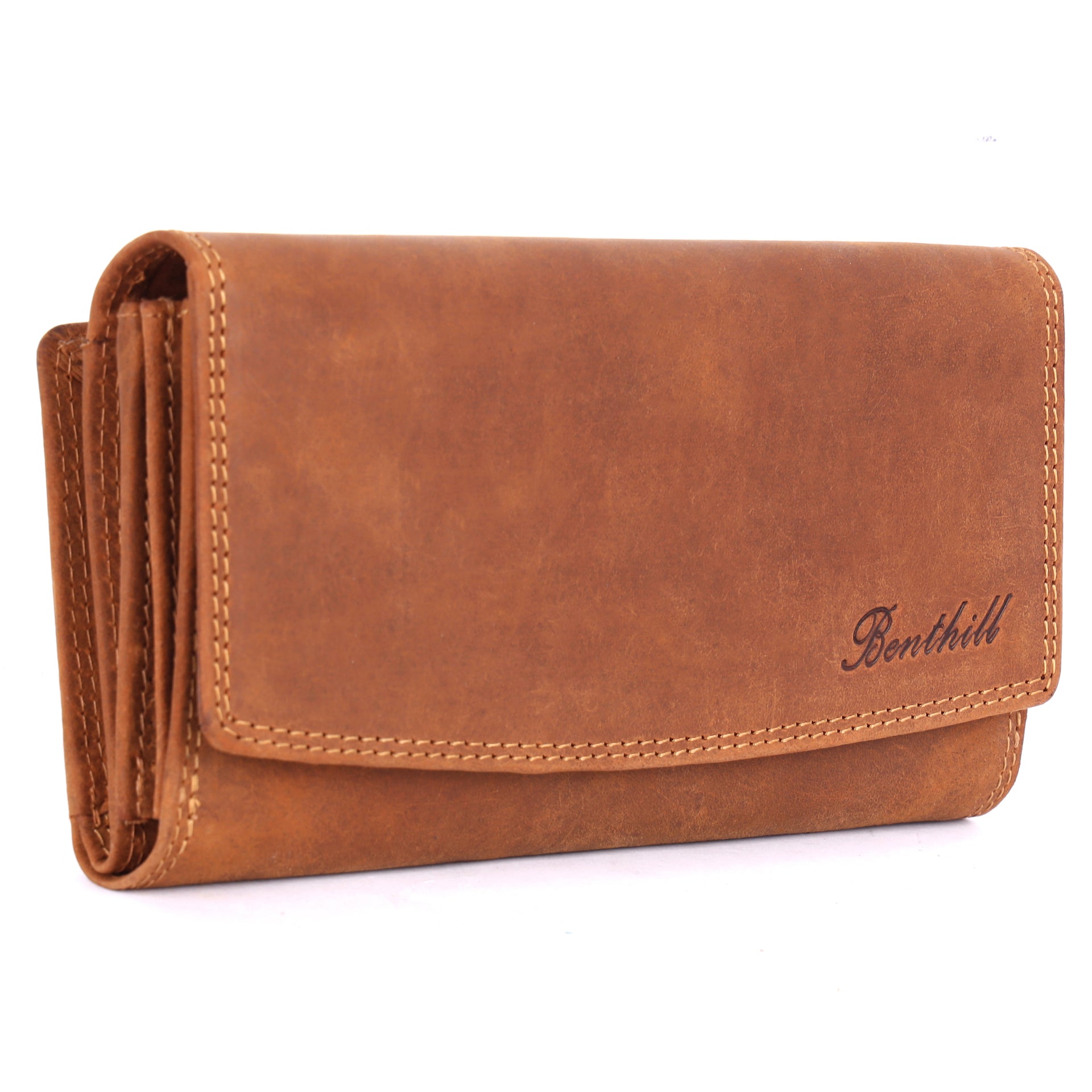 Benthill Geldbörse Groß Echt-Leder | Damen Portemonnaie XXL mit RFID Schutz | Vintage Frauen Geldbeutel mit vielen Kartenfächer inkl. Geschenkbox