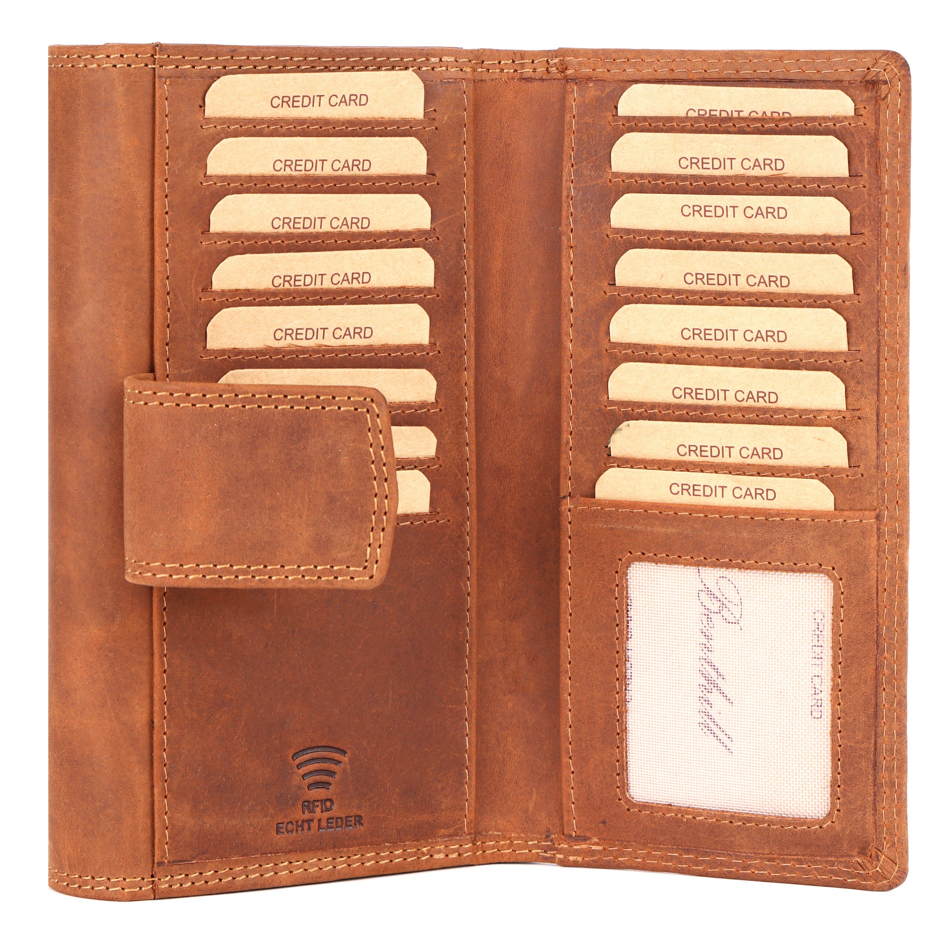 Benthill Geldbörse Groß Echt-Leder | Damen Portemonnaie XXL mit RFID Schutz | Vintage Frauen Geldbeutel mit vielen Kartenfächer inkl. Geschenkbox