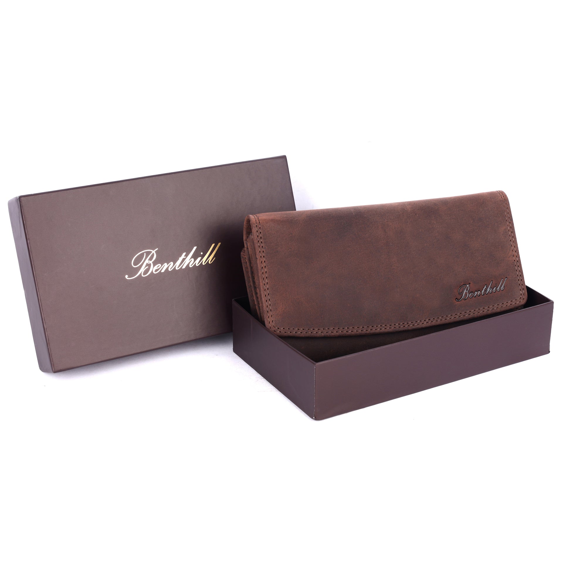Benthill Geldbörse Groß Echt-Leder | Damen Portemonnaie XXL mit RFID Schutz | Vintage Frauen Geldbeutel mit vielen Kartenfächer inkl. Geschenkbox