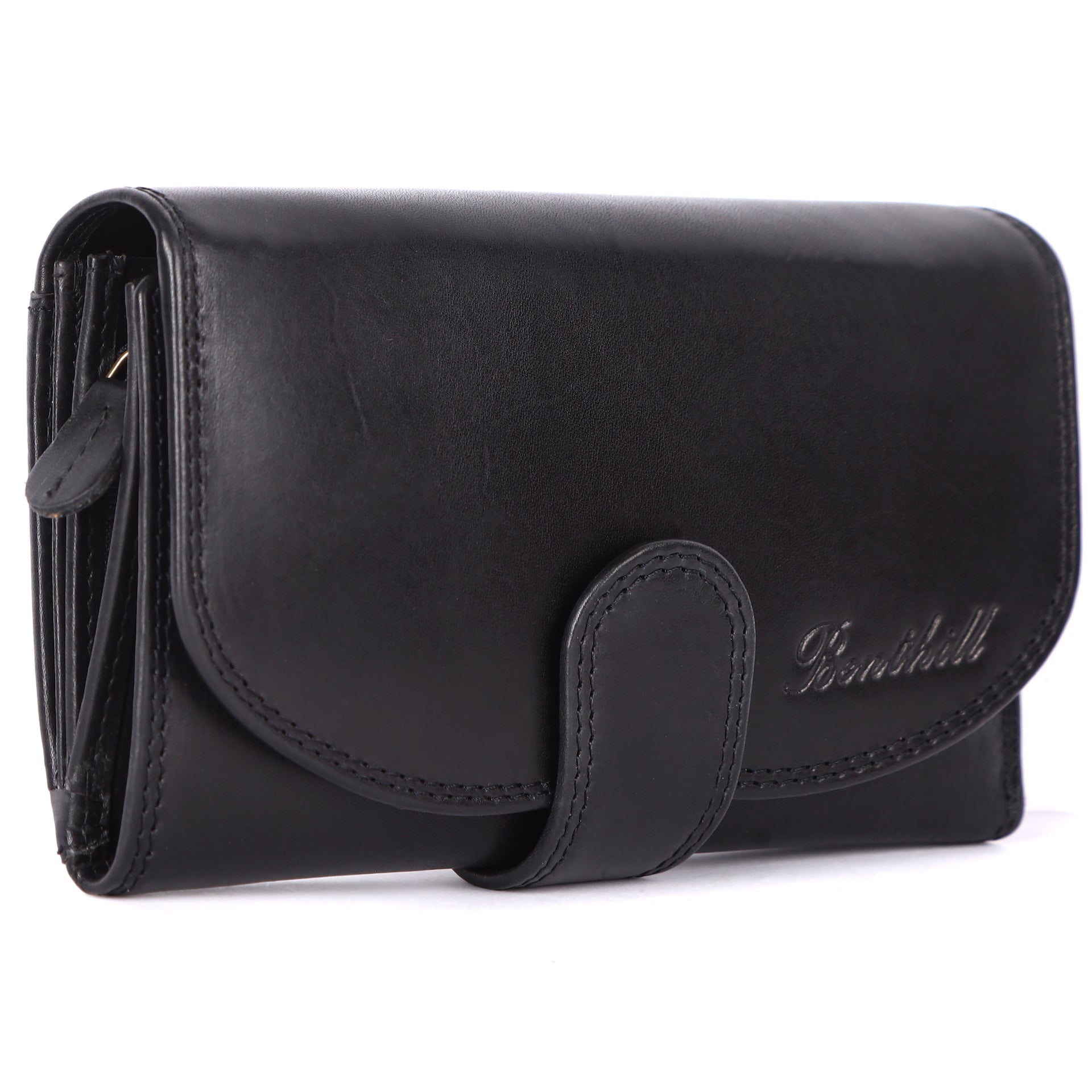 Benthill Damen Geldbörse Echt Leder - Portemonnaie mit RFID Schutz - Portmonee viele Kartenfächer - Echtleder Vintage Damenbörse inkl. Geschenkbox