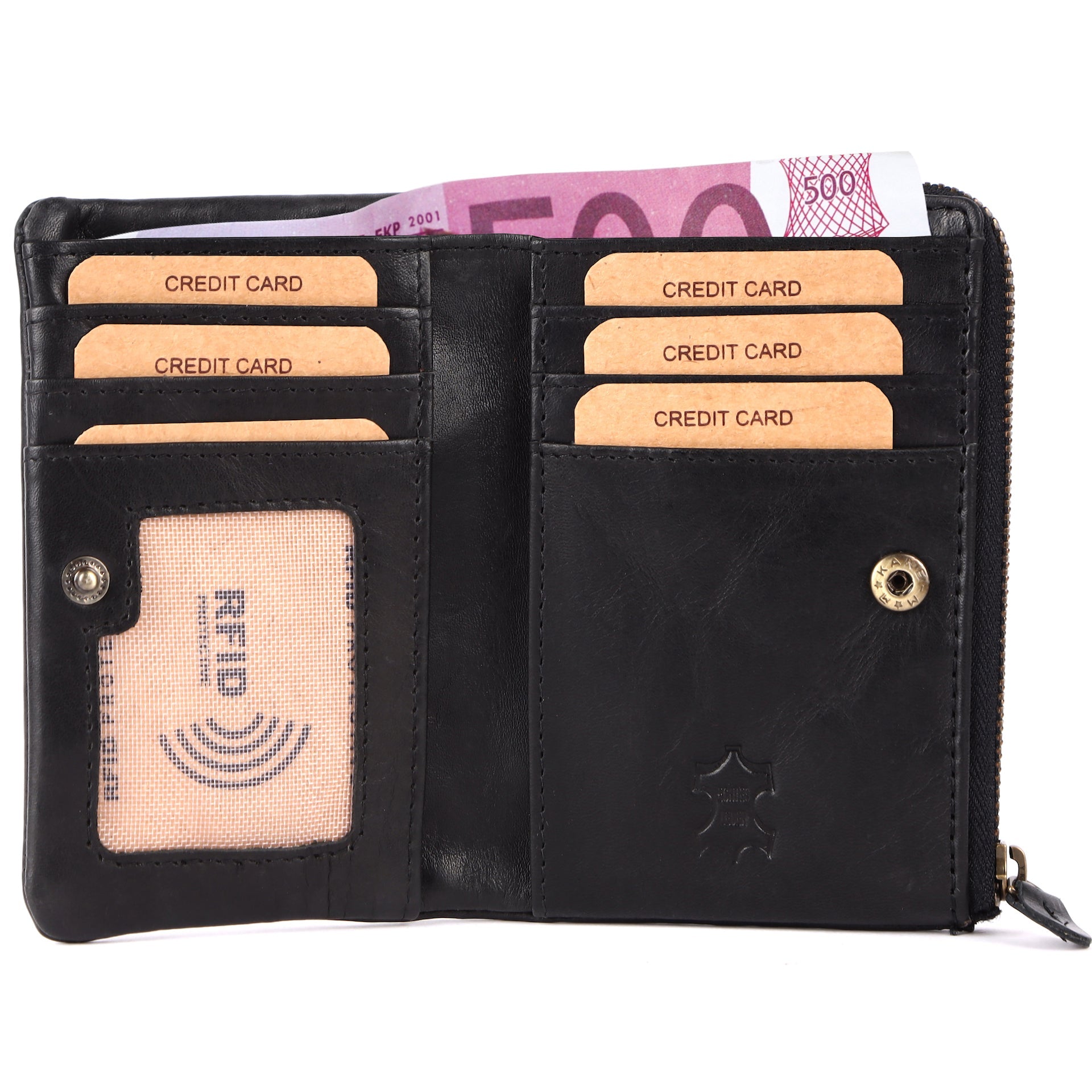 Benthill Kleine Geldbörse Echt Leder - Damen Geldbeutel mit RFID Schutz - 6 Kartenfächer - Slim-Wallet inkl. Geschenkbox