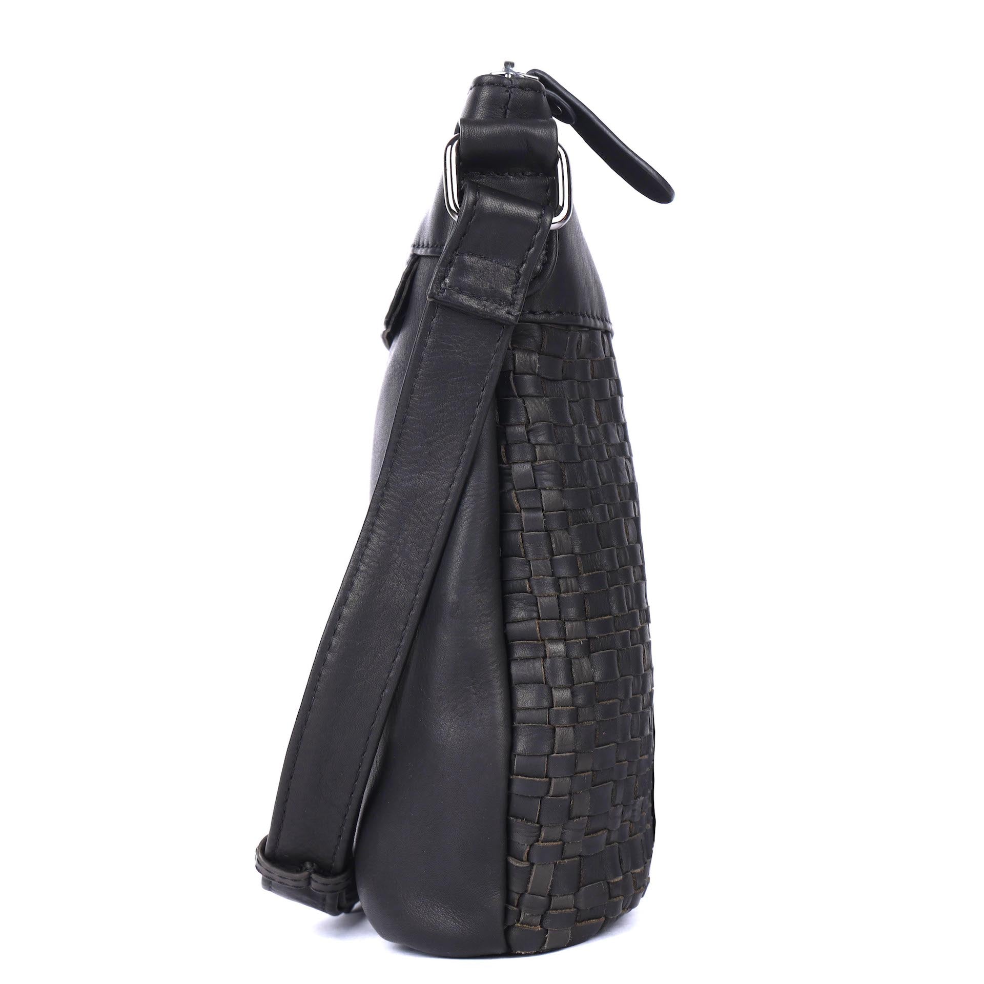 Benthill Umhängetasche Damen Leder | Damen Schultertasche aus Rindsleder | Echtleder Damen Handtasche Vintage mit geflochtenem Muster