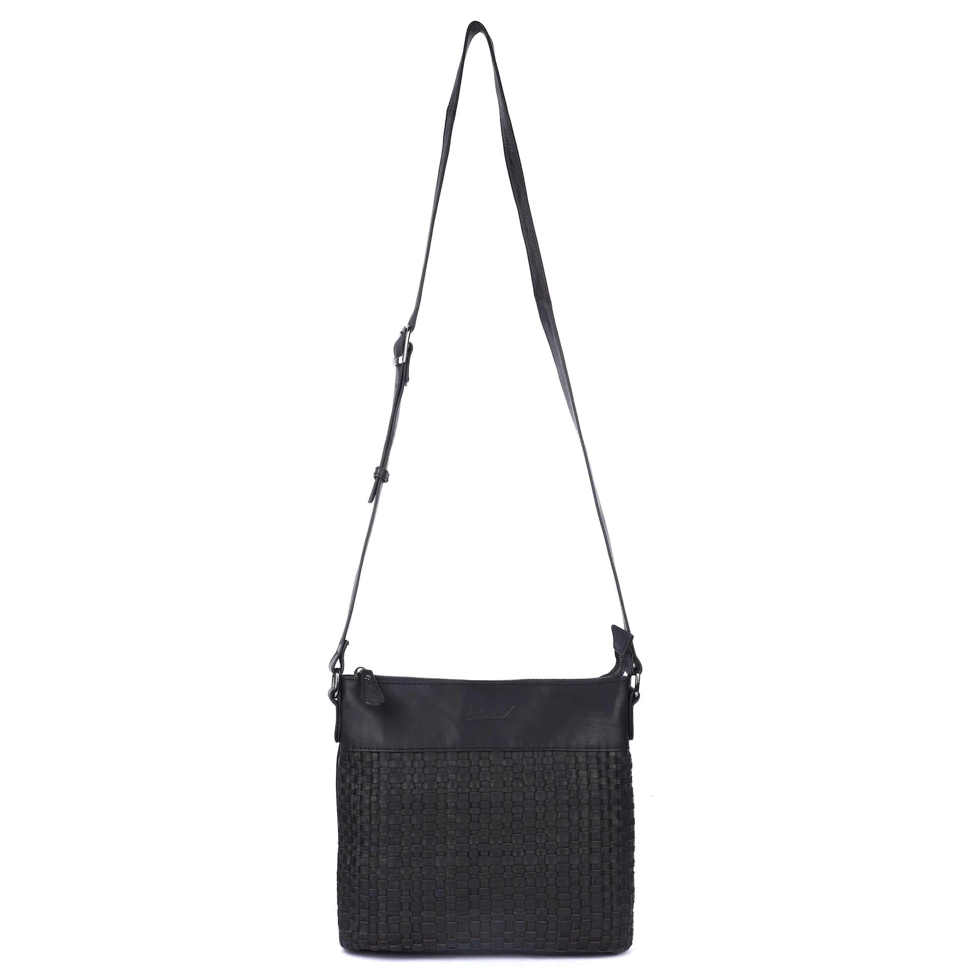 Benthill Umhängetasche Damen Leder | Damen Schultertasche aus Rindsleder | Echtleder Damen Handtasche Vintage mit geflochtenem Muster