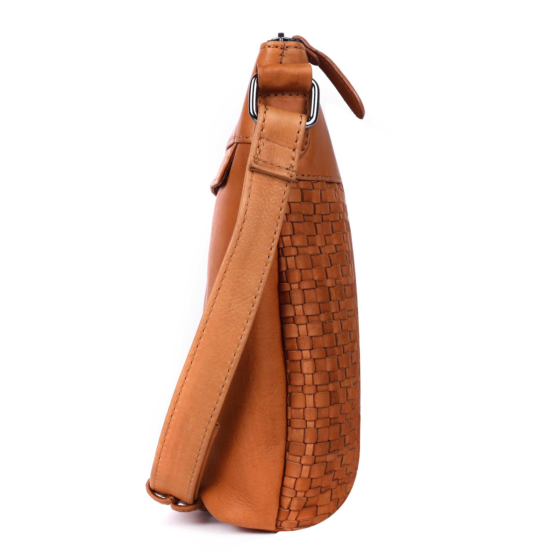 Benthill Umhängetasche Damen Leder | Damen Schultertasche aus Rindsleder | Echtleder Damen Handtasche Vintage mit geflochtenem Muster