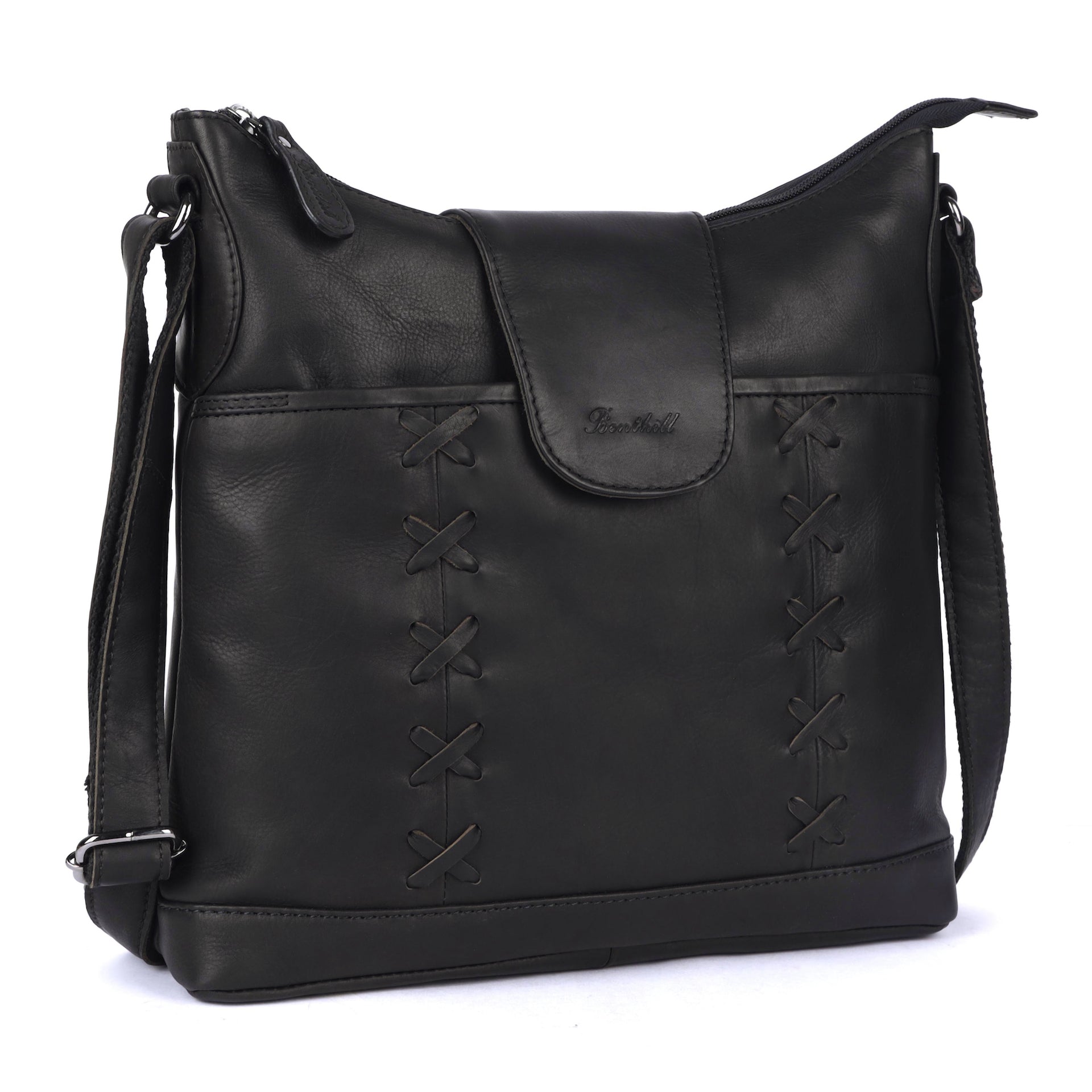 Benthill Umhängetasche Damen Echt Leder | Schultertasche aus hochwertigem Rindsleder | Beutel Bag Frauen Vintage | Shopper