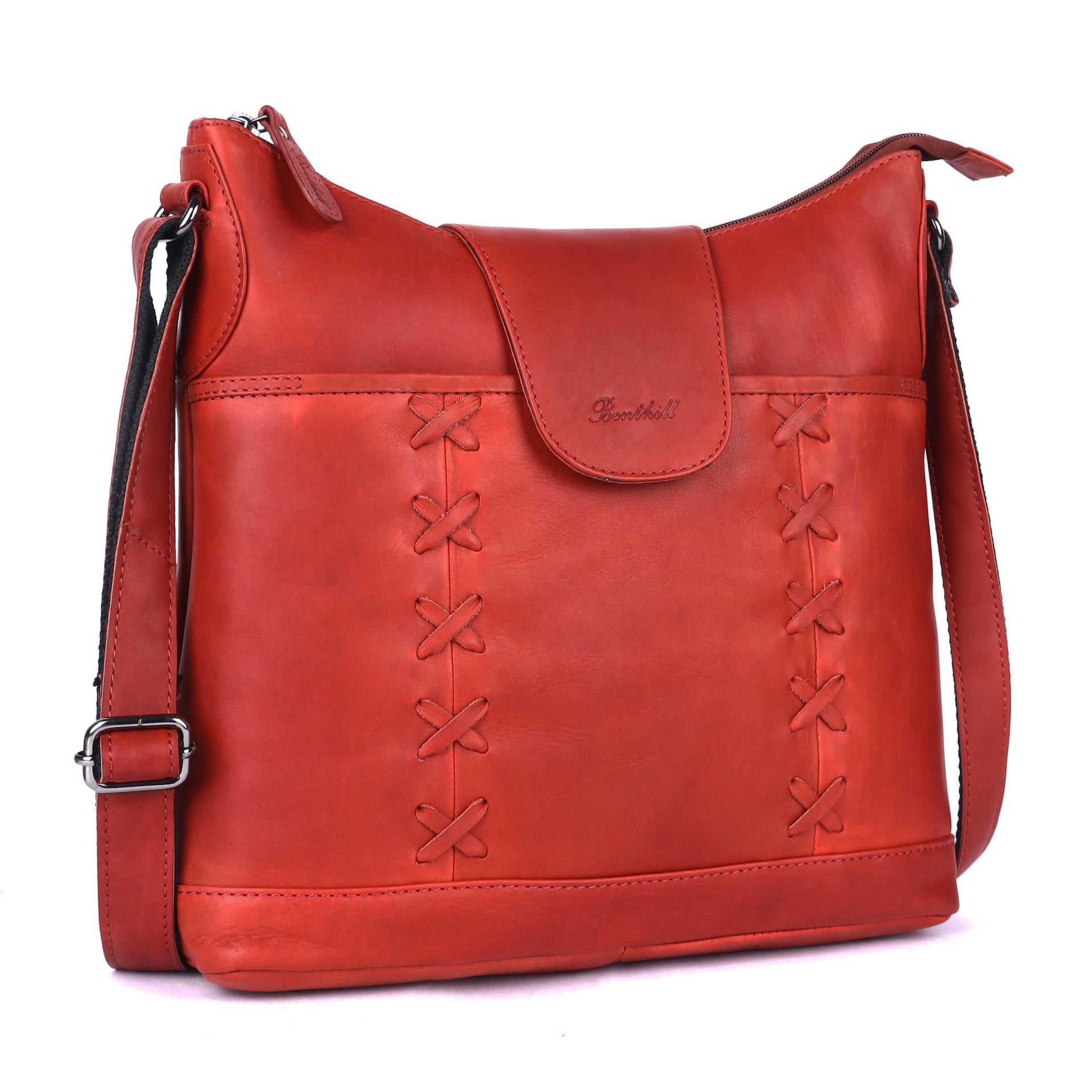 Benthill Umhängetasche Damen Echt Leder | Schultertasche aus hochwertigem Rindsleder | Beutel Bag Frauen Vintage | Shopper