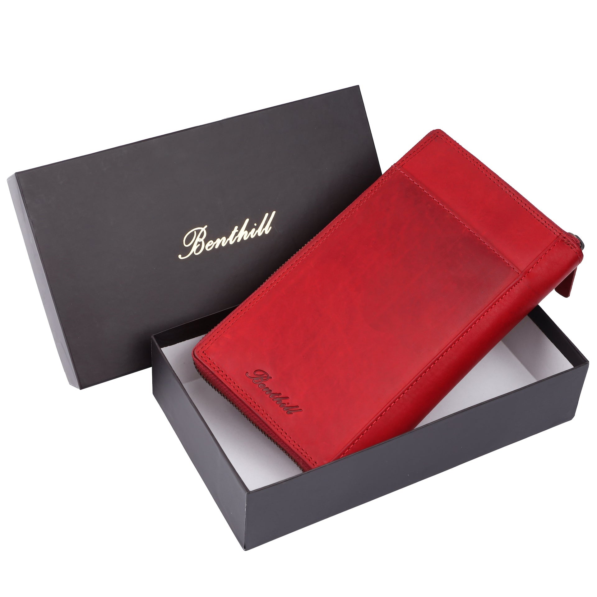 Benthill Reisebrieftasche Echt Leder | Große Dokumententasche mit RFID Schutz - Travel / Wallet aus hochwertigem Leder | Organizer / XXL Mappe | Portemonnaie mit Handyfach