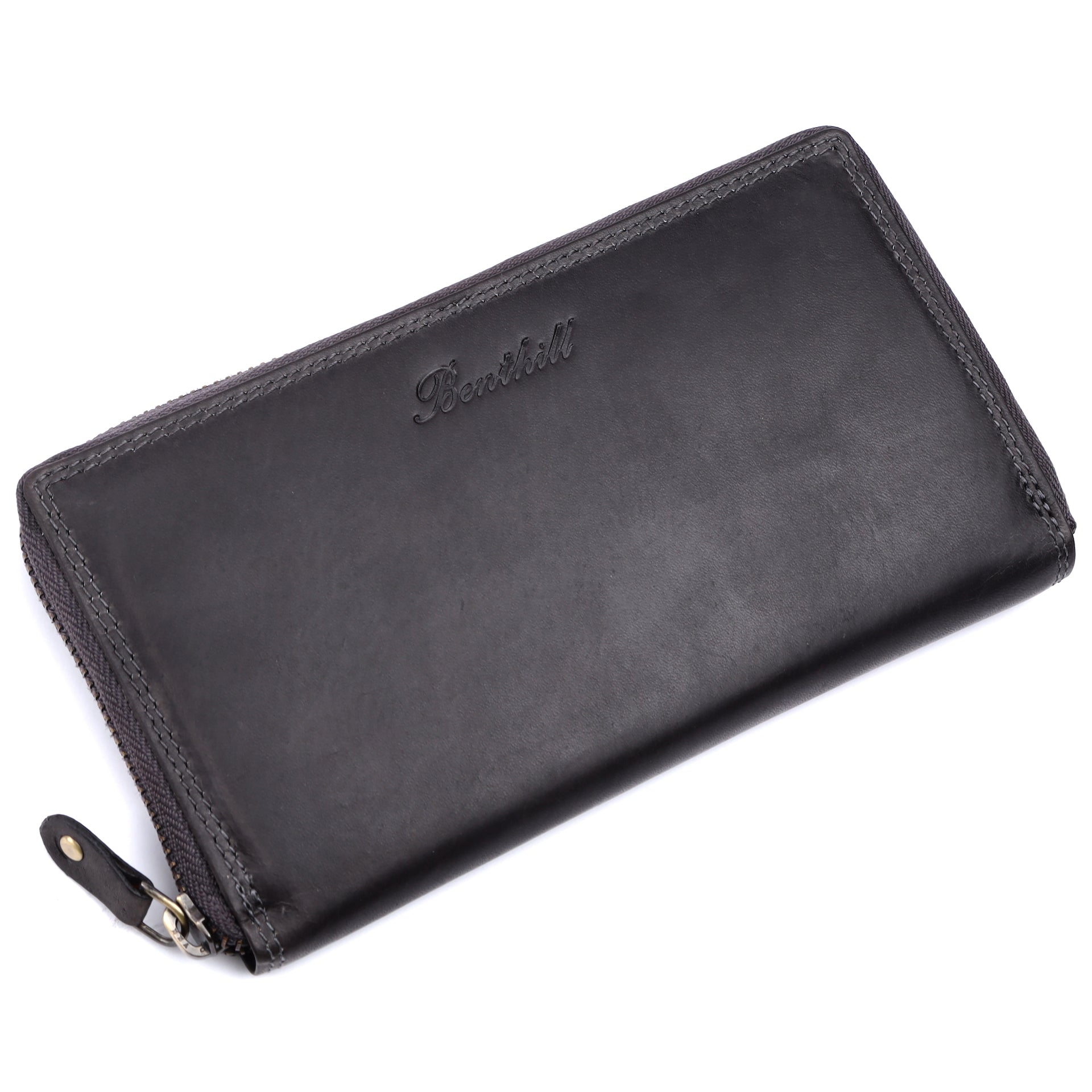 Benthill Damen Geldbörse Echt Leder - Langes Portemonnaie mit RFID Schutz - XL Vintage Geldbeutel - Langbörse inkl. Geschenkbox