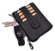 Benthill Schlüsseletui Leder Damen & Herren | Schlüsselmäpchen mit Kartenfächern | Schlüsseltasche als Mini-Börse mit Münzfach inkl. Geschenkbox