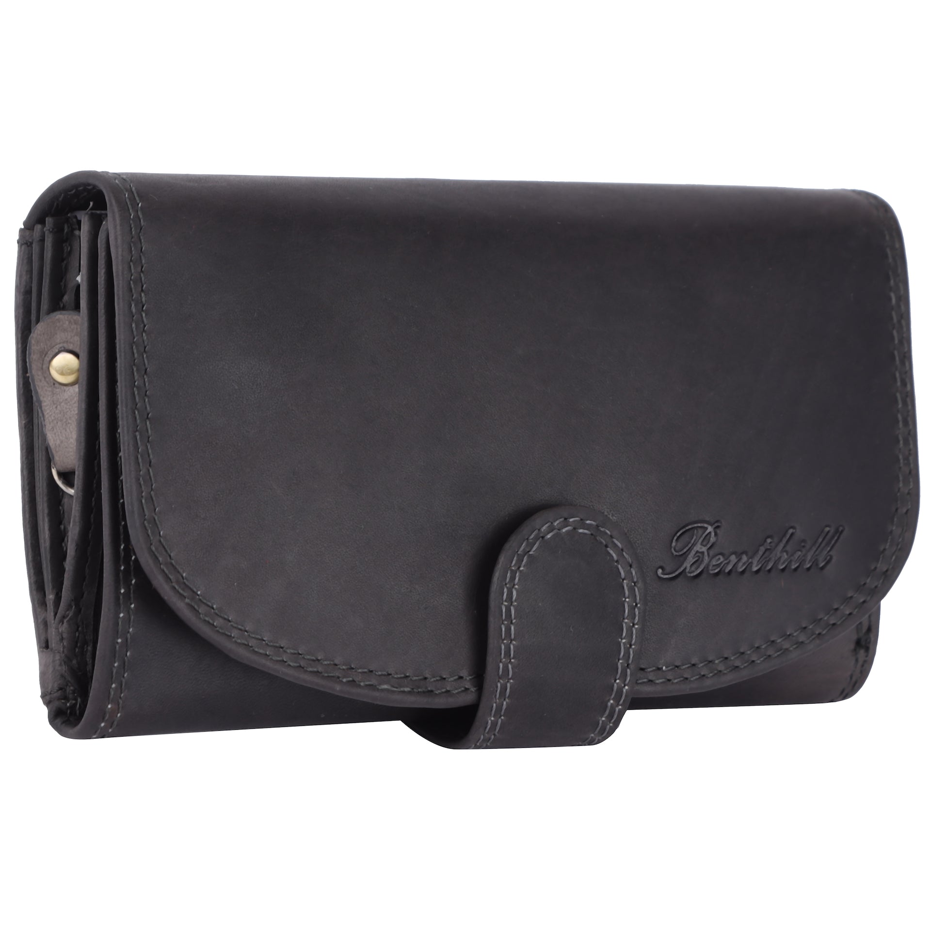 Benthill Damen Geldbörse Echt Leder - Portemonnaie mit RFID Schutz - Portmonee viele Kartenfächer - Echtleder Vintage Damenbörse inkl. Geschenkbox