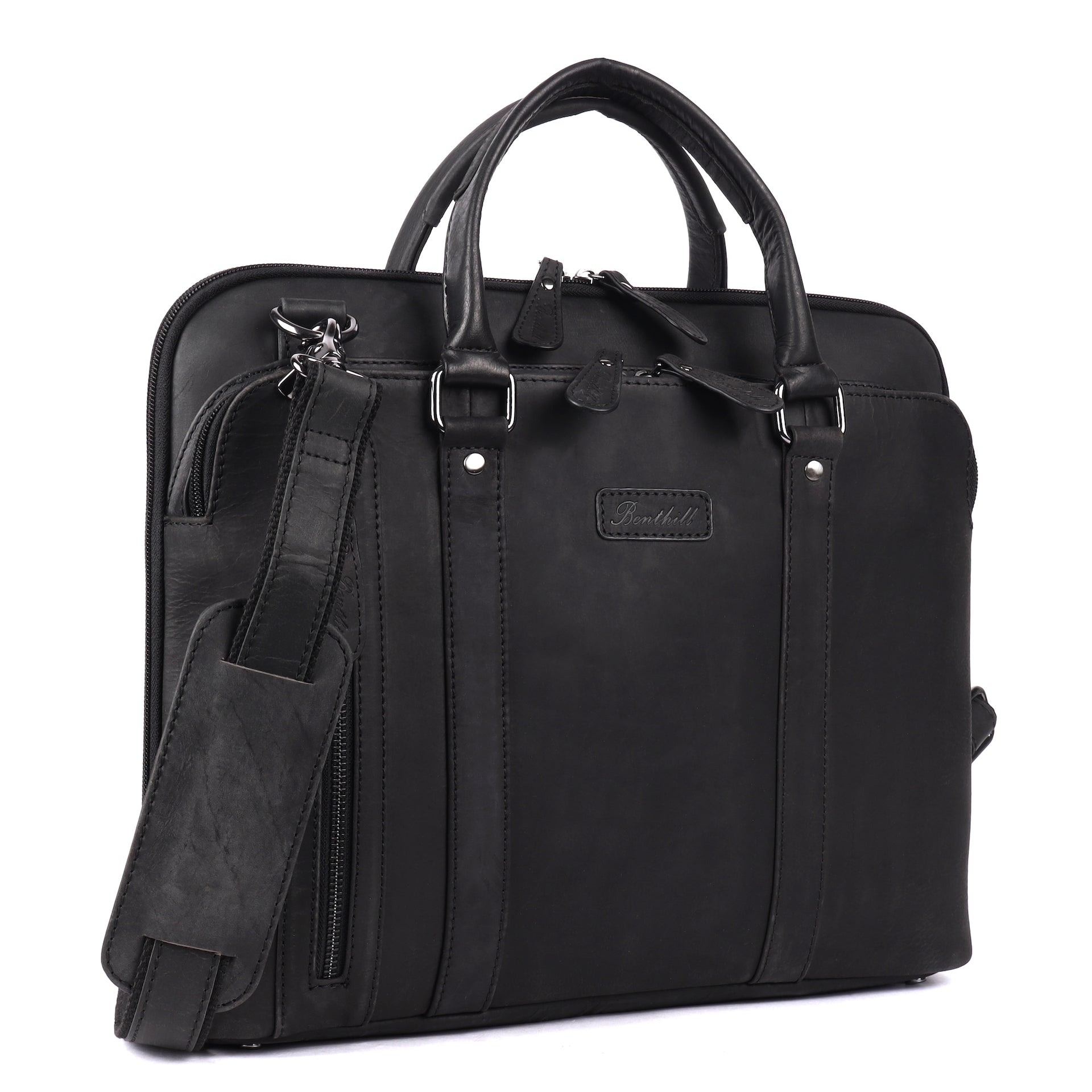 Benthill Laptoptasche Echt-Leder I Leder Umhängetasche für Laptop I Aktentasche für Notebook I Damen und Herren Tasche I Notebooktasche