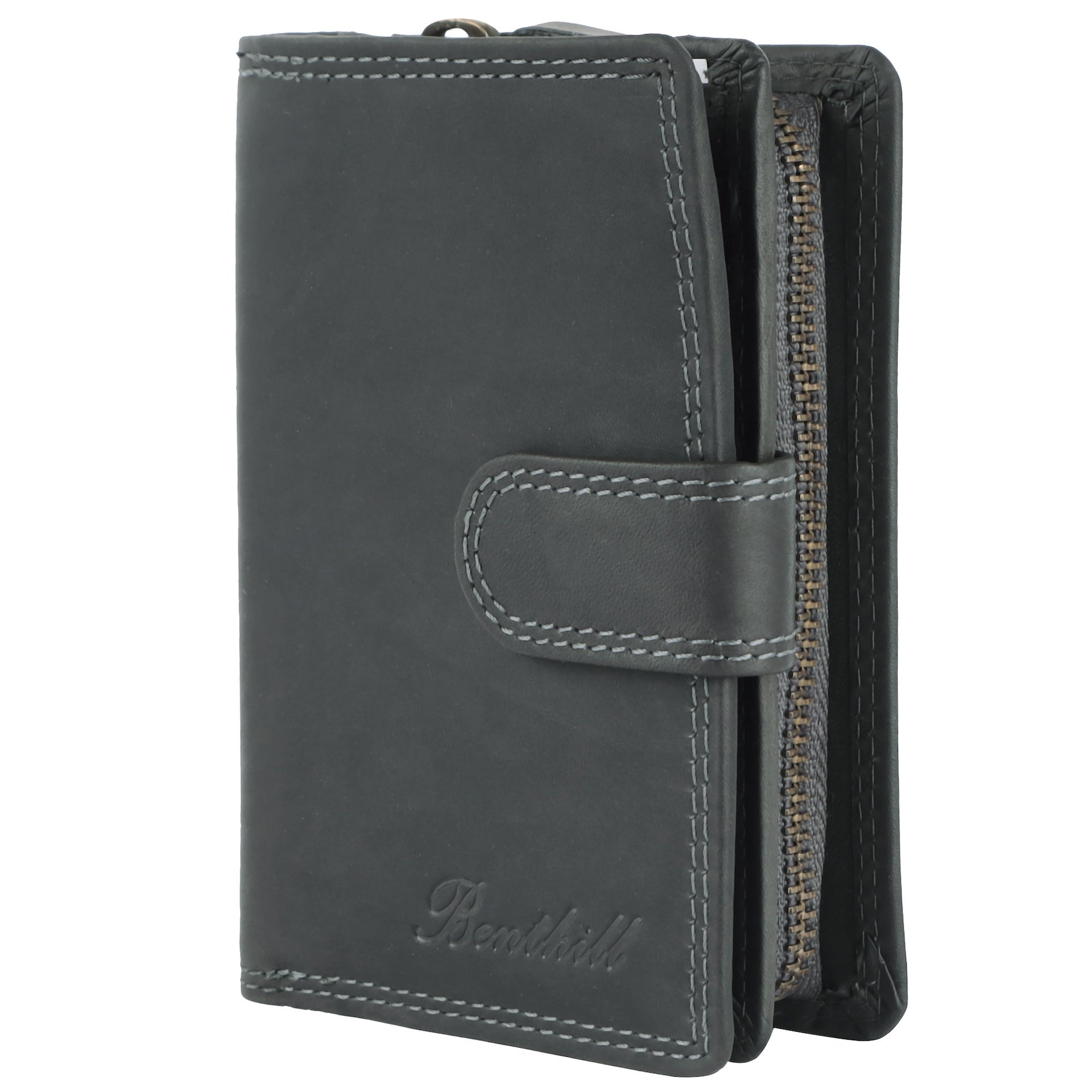 Benthill Geldbörse Damen Leder | Geldbeutel mit RFID Schutz aus Rindsleder | Portmonee mit 8 Kartenfächer Mittelgroß | Echt Leder Slim-Wallet Vintage inkl. Geschenkbox
