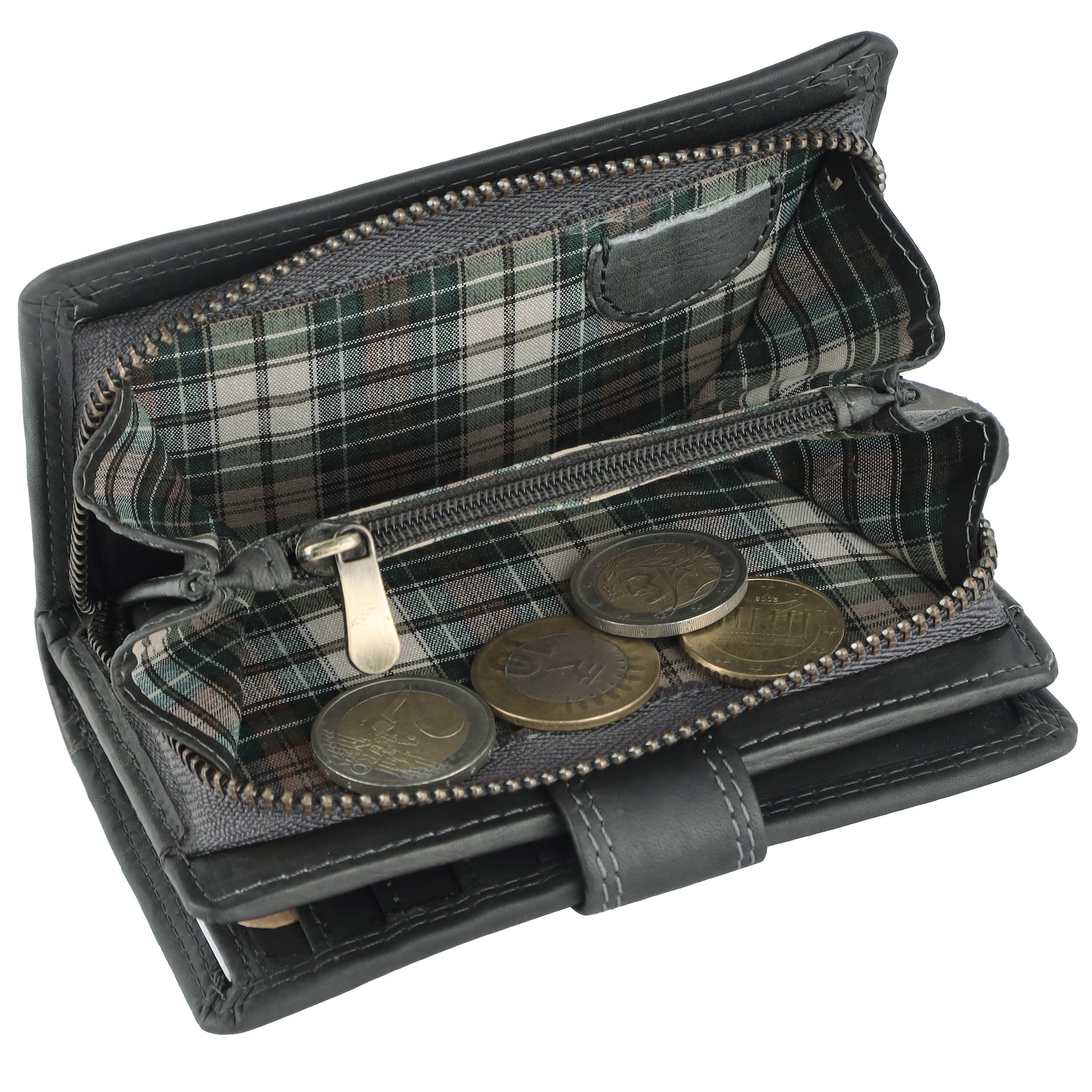Benthill Geldbörse Damen Leder | Geldbeutel mit RFID Schutz aus Rindsleder | Portmonee mit 8 Kartenfächer Mittelgroß | Echt Leder Slim-Wallet Vintage inkl. Geschenkbox