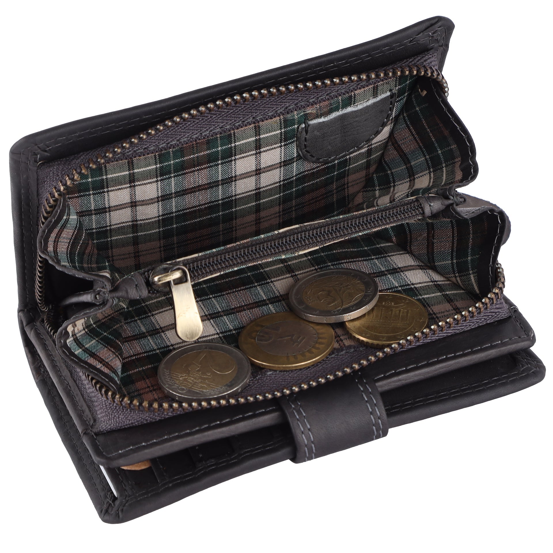 Benthill Geldbörse Damen Leder | Geldbeutel mit RFID Schutz aus Rindsleder | Portmonee mit 8 Kartenfächer Mittelgroß | Echt Leder Slim-Wallet Vintage inkl. Geschenkbox