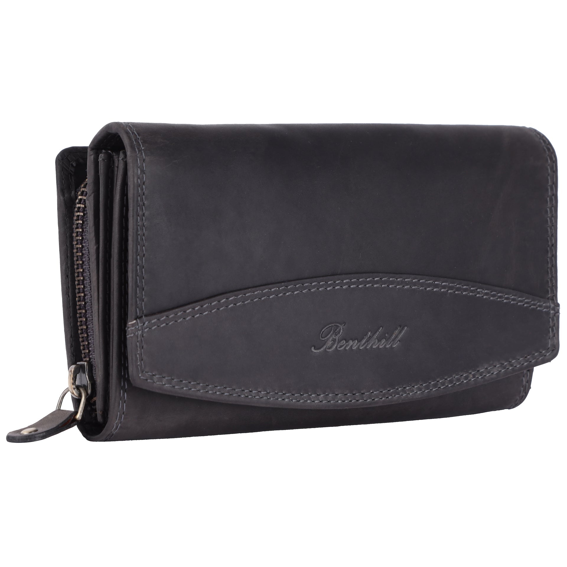 Benthill Damen Geldbörse Leder XXL - Großes Portemonnaie mit RFID Schutz - Echtleder Vintage Damenbörse inkl. Geschenkbox