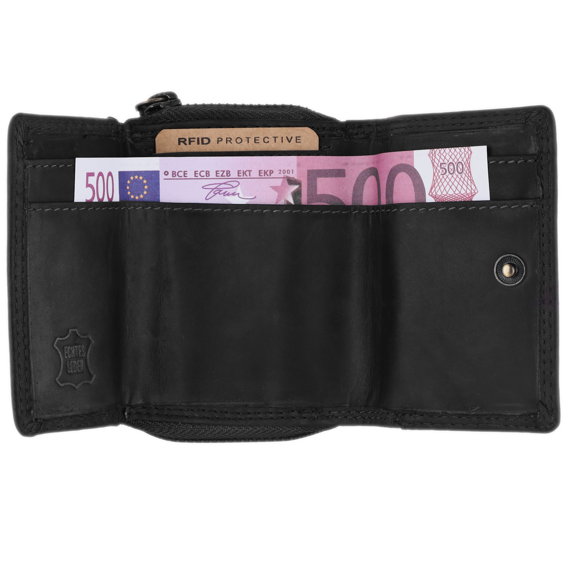 Benthill Kleine Geldbörse Leder RFID | Minibörse mit Münzfach & Scheinfach | Damen & Herren Mini Portemonnaie Echt Leder inkl. Geschenkbox