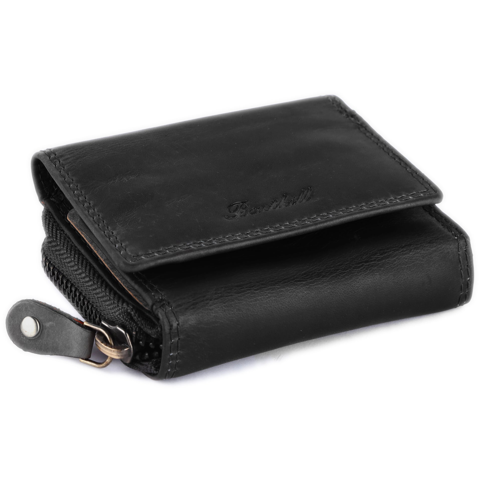 Benthill Kleine Geldbörse Leder RFID | Minibörse mit Münzfach & Scheinfach | Damen & Herren Mini Portemonnaie Echt Leder inkl. Geschenkbox