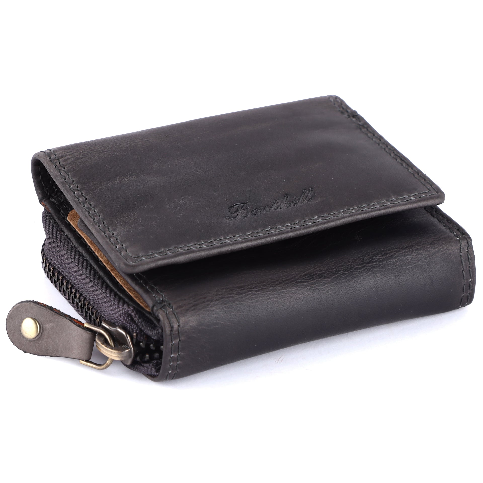 Benthill Kleine Geldbörse Leder RFID | Minibörse mit Münzfach & Scheinfach | Damen & Herren Mini Portemonnaie Echt Leder inkl. Geschenkbox
