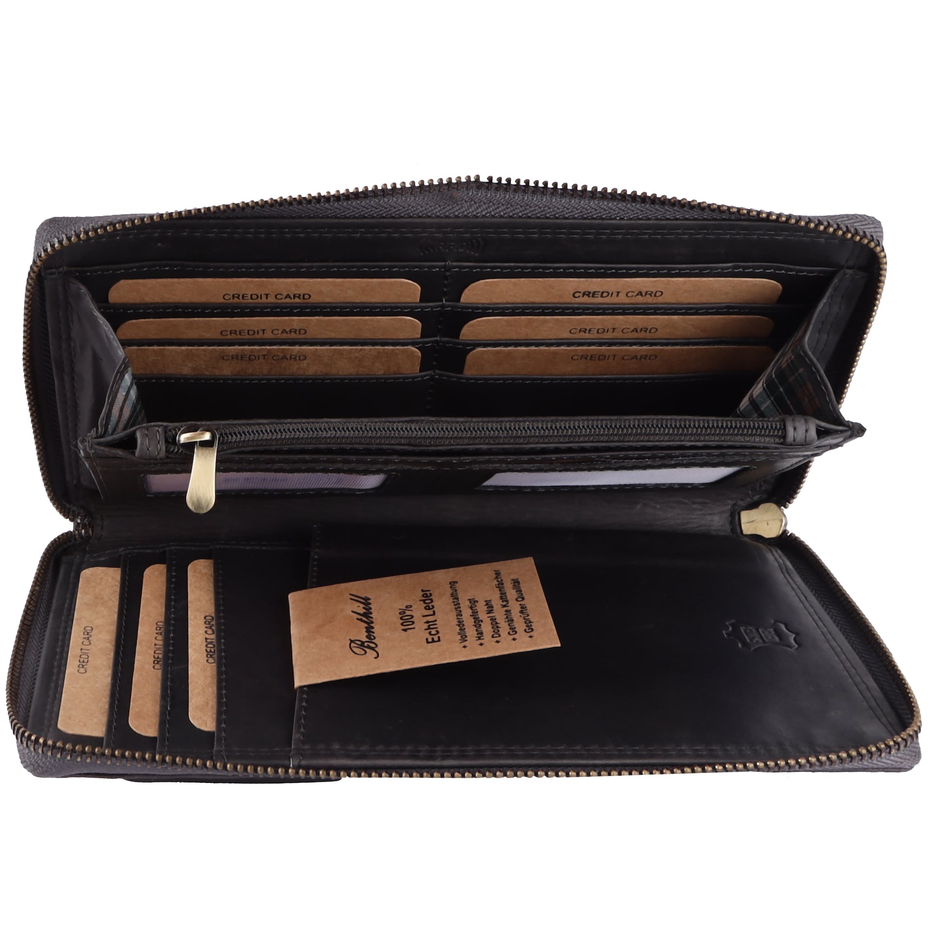 Benthill Reisebrieftasche Echt Leder | Große Dokumententasche mit RFID Schutz - Travel / Wallet aus hochwertigem Leder | Organizer / XXL Mappe | Portemonnaie mit Handyfach