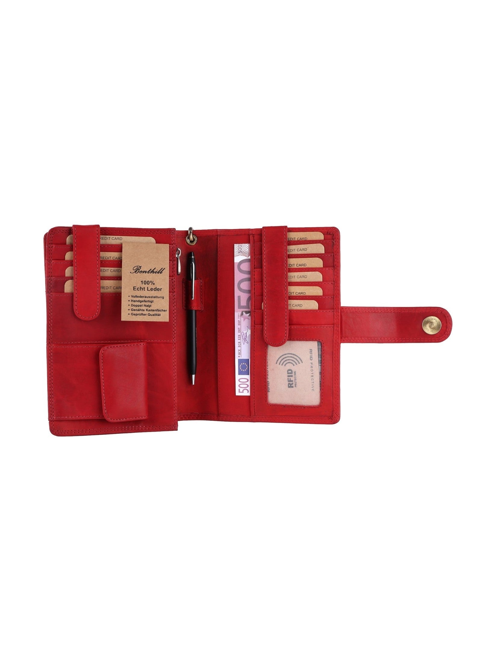 Benthill Reisebrieftasche Echt Leder - Hochwertige Dokumententasche mit RFID Schutz | Damen & Herren Handgelenktasche | Organizer - Brieftasche - Travel Wallet inkl. Geschenkbox
