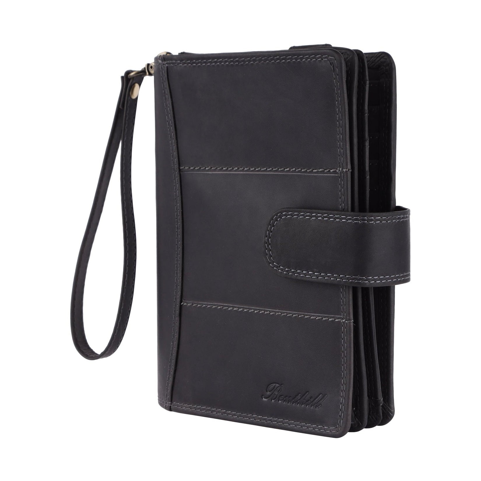 Benthill Reisebrieftasche Echt Leder - Hochwertige Dokumententasche mit RFID Schutz | Damen & Herren Handgelenktasche | Organizer - Brieftasche - Travel Wallet inkl. Geschenkbox