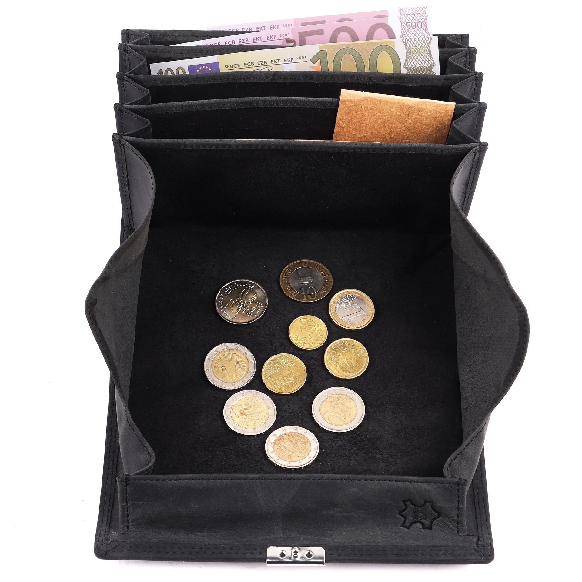 Benthill Profi Kellner Geldbörse Echt-Leder - Kellnerportemonnaie mit RFID Schutz - XXL Robuste Leder Kellnerbörse - Profi Kellner-Geldbeutel