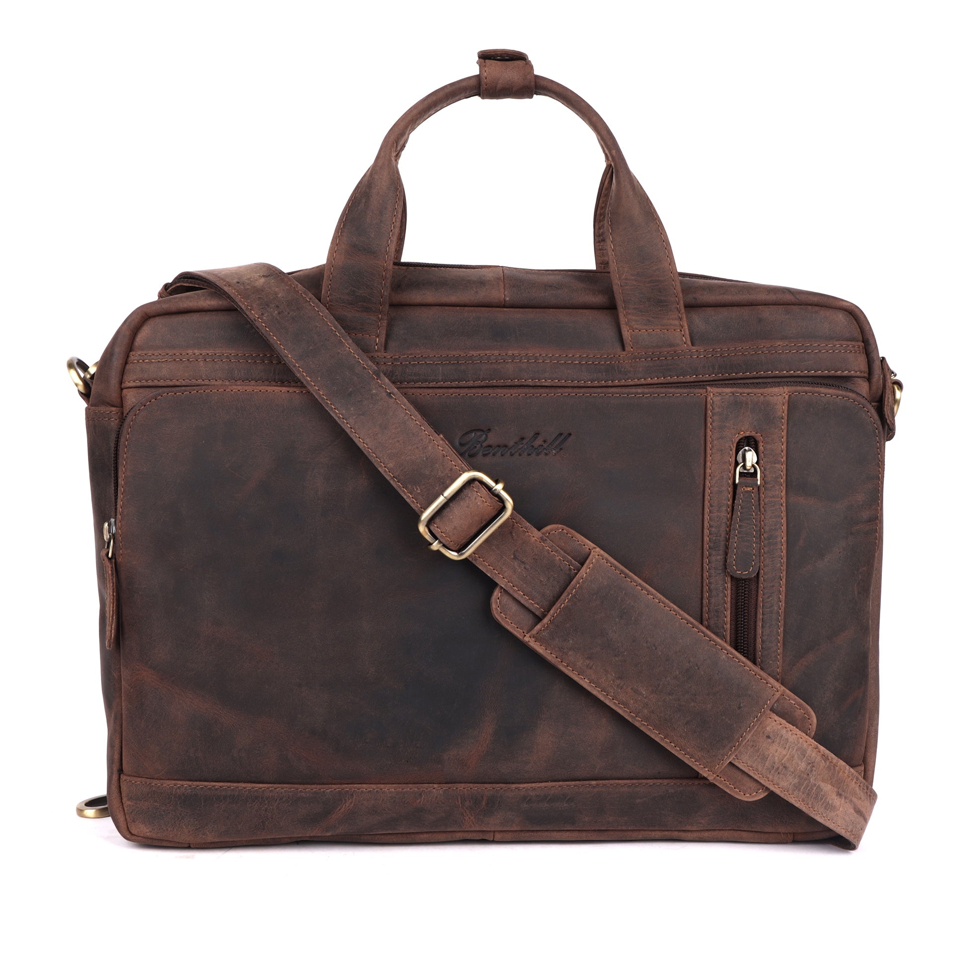 Benthill Laptoptasche Echt Leder I Herren & Damen Schultertasche I Aktentasche für Notebook I Büro Umhängetasche I Notebooktasche