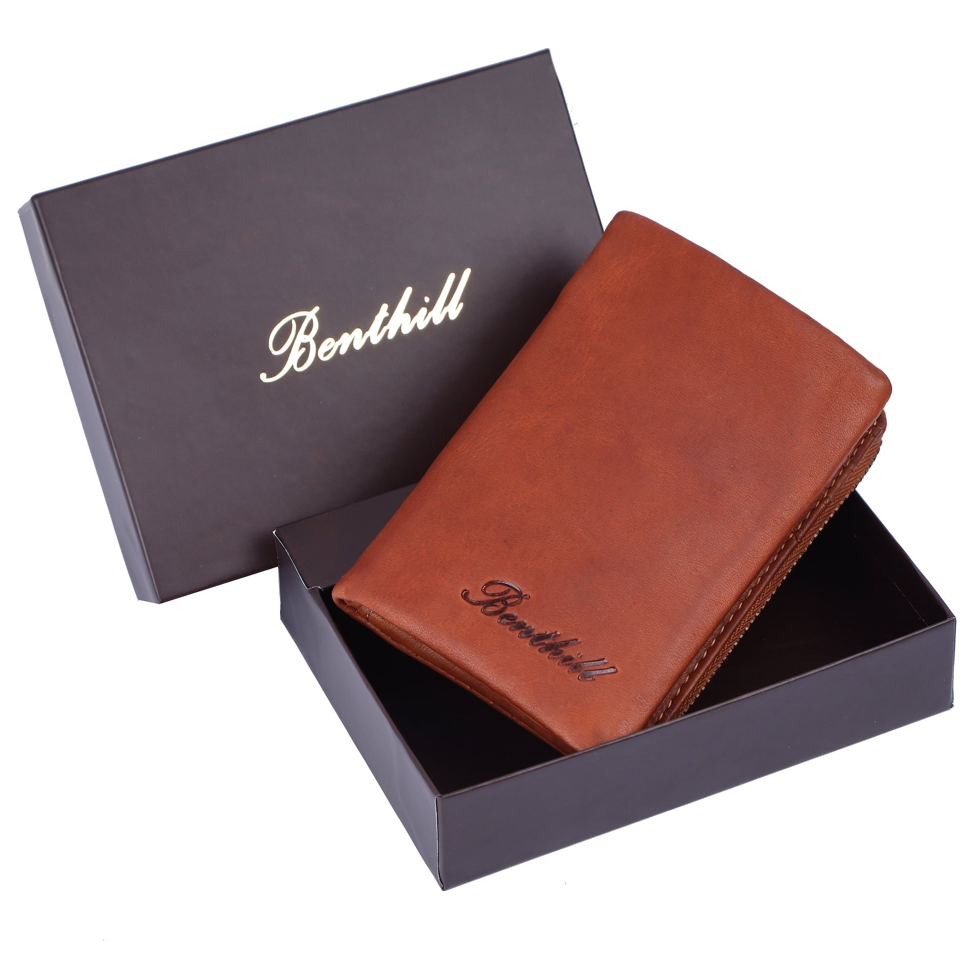 Benthill Kleine Geldbörse Echt Leder - Damen Geldbeutel mit RFID Schutz - 6 Kartenfächer - Slim-Wallet inkl. Geschenkbox