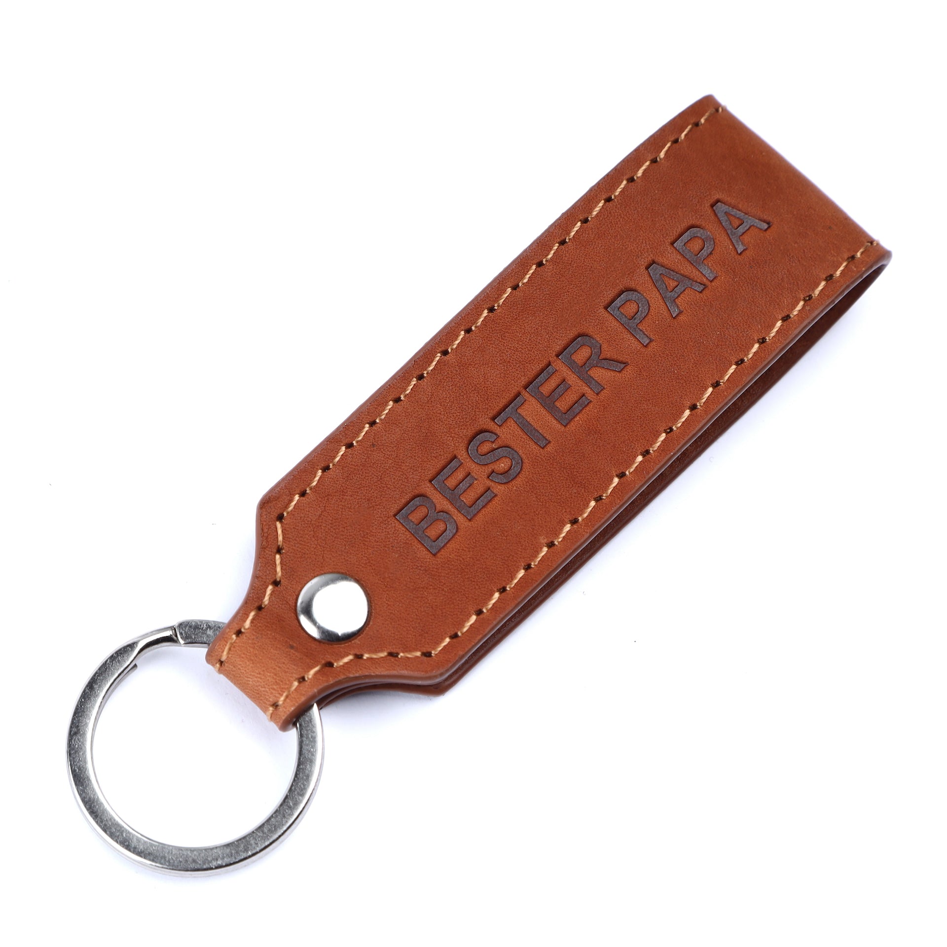 Benthill Schlüsselanhänger Echt Leder mit Bester Papa Gravur | Geschenk für Papa | Vatertagsgeschenk - Schlüsselbund inkl. Geschenkbox
