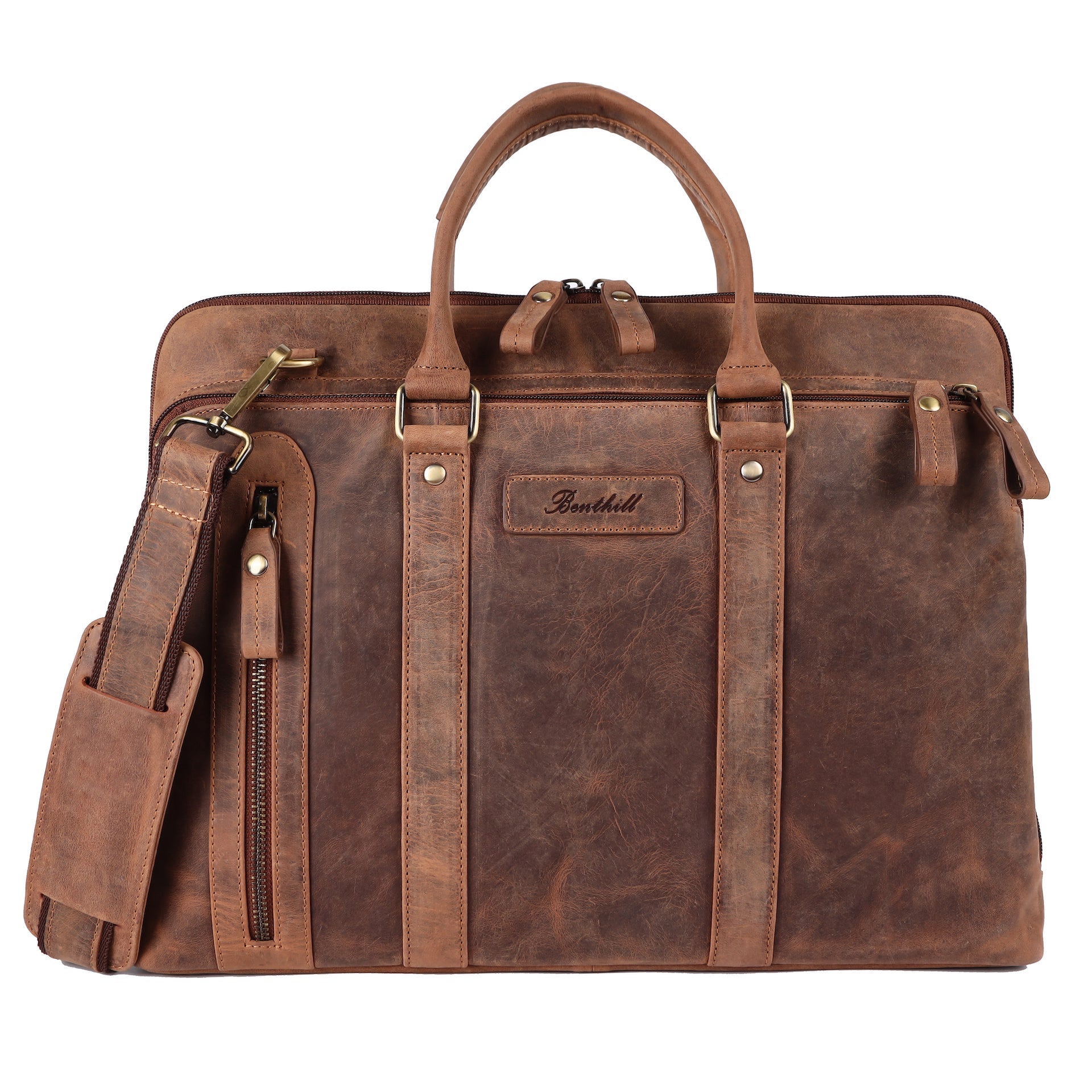 Benthill Laptoptasche Echt-Leder I Leder Umhängetasche für Laptop I Aktentasche für Notebook I Damen und Herren Tasche I Notebooktasche