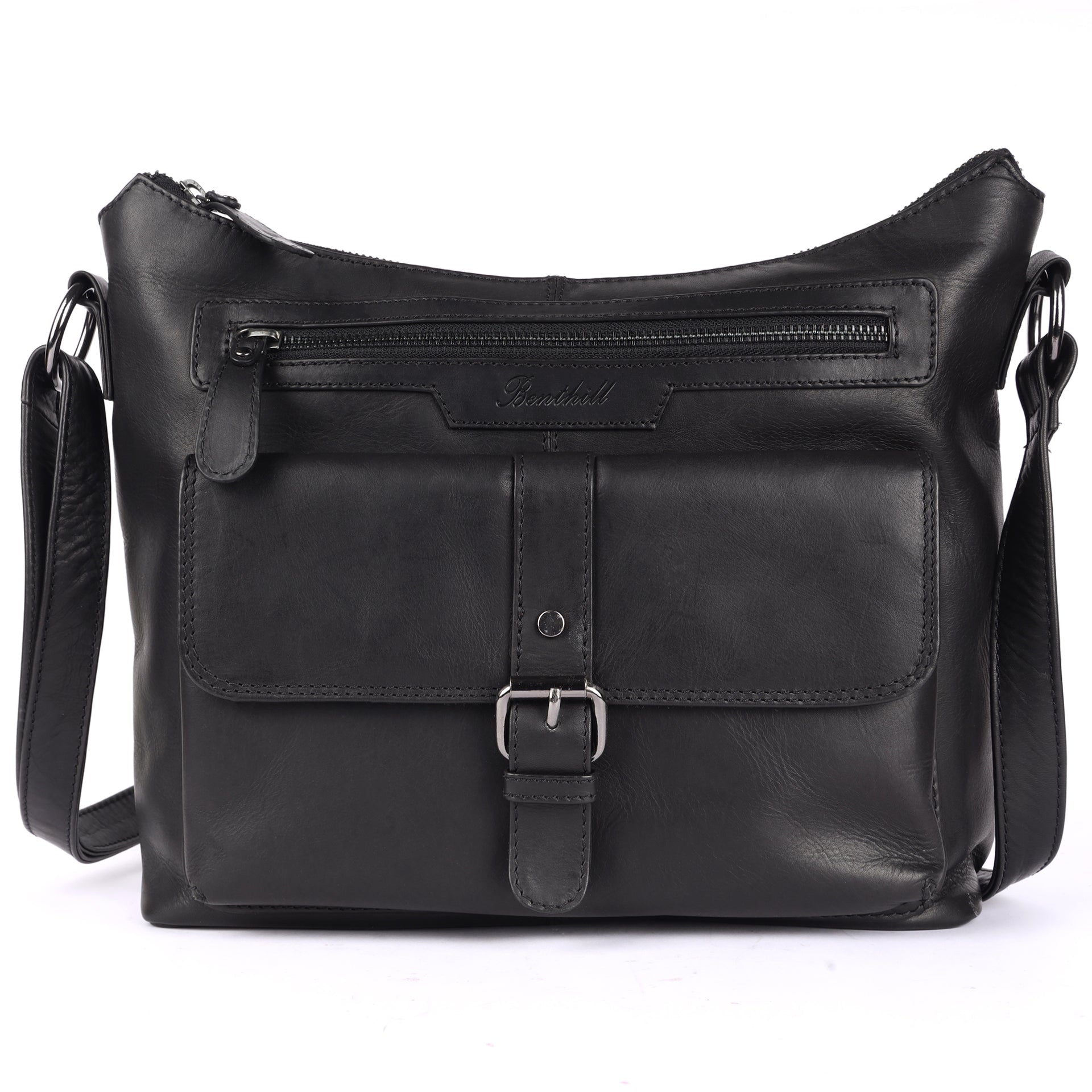 Benthill Damen Handtasche Leder - Umhängetasche aus weichem hochwertigem Echtleder - Vintage Fashion Bag Beutel - Shopper - Schultertasche