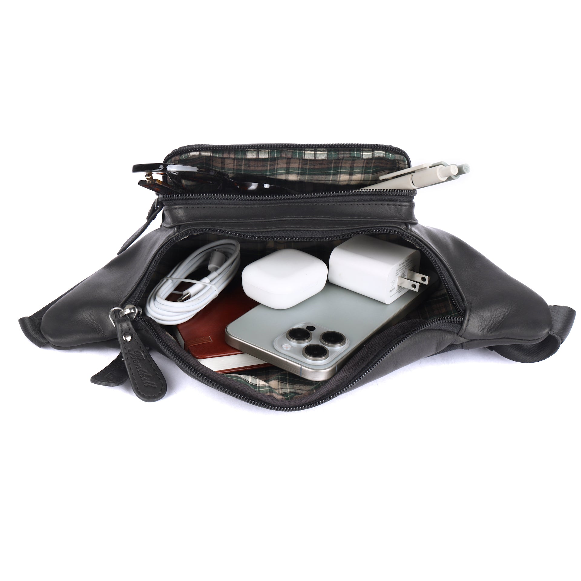 Benthill Bauchtasche Echt Leder - Hüfttasche / Gürteltasche aus hochwertigem Rindsleder – Echtleder Wandertasche - Partytasche