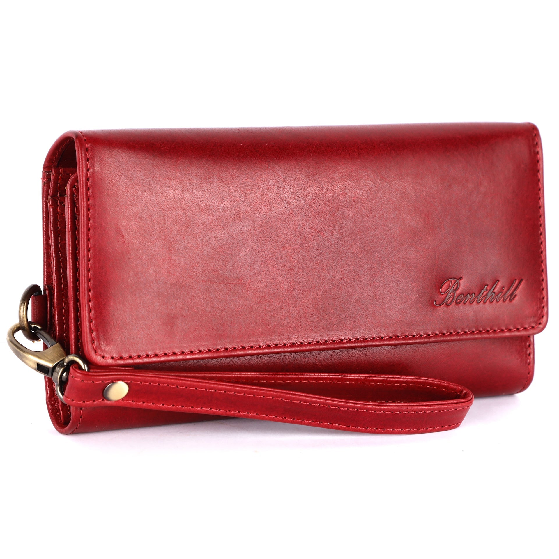 Benthill Geldbörse Damen Leder RFID | Damen Portemonnaie Groß mit vielen Kartenfächer | Grosses Vintage Slim Portmonee | Schmale Lange Damenbörse inkl. Geschenkbox