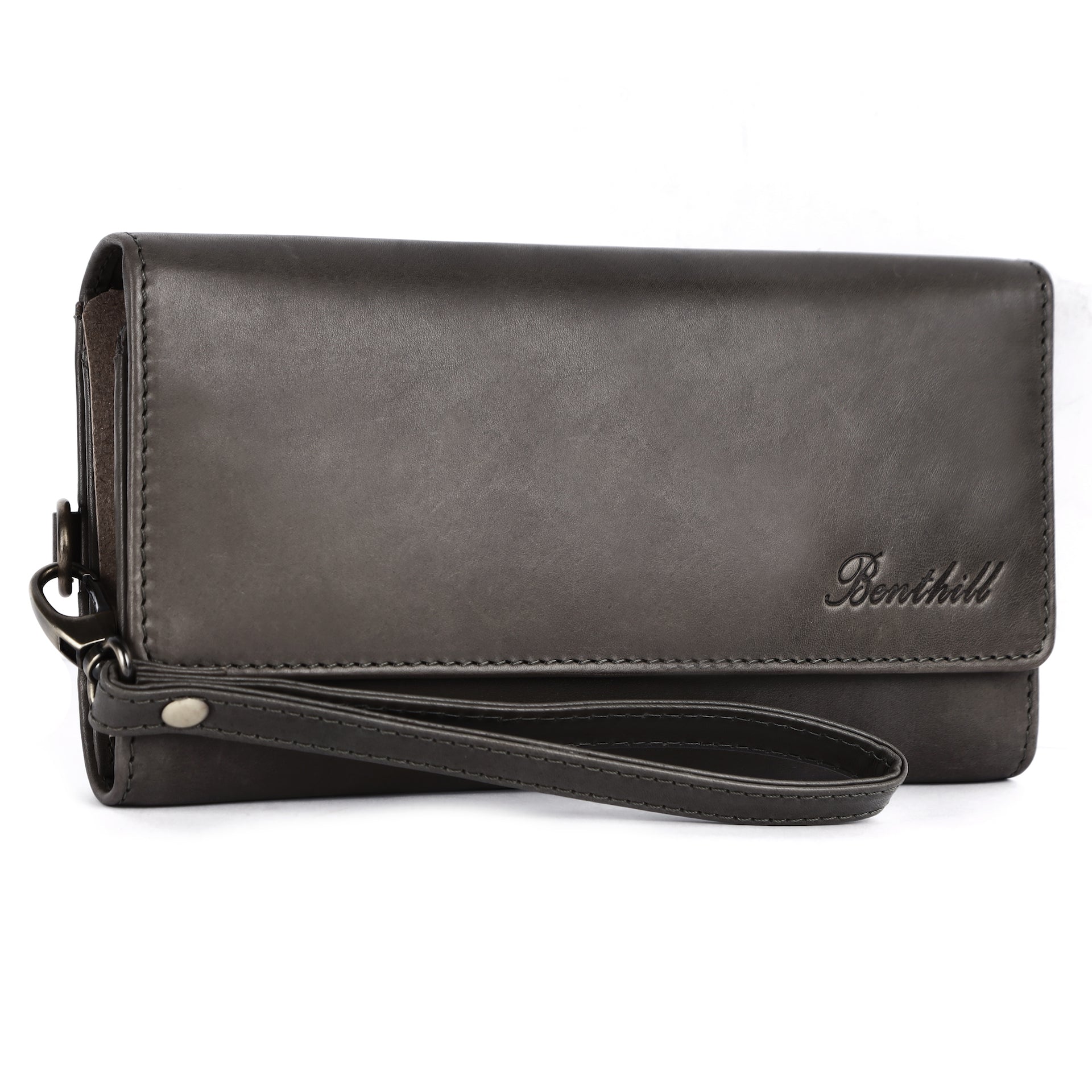 Benthill Geldbörse Damen Leder RFID | Damen Portemonnaie Groß mit vielen Kartenfächer | Grosses Vintage Slim Portmonee | Schmale Lange Damenbörse inkl. Geschenkbox