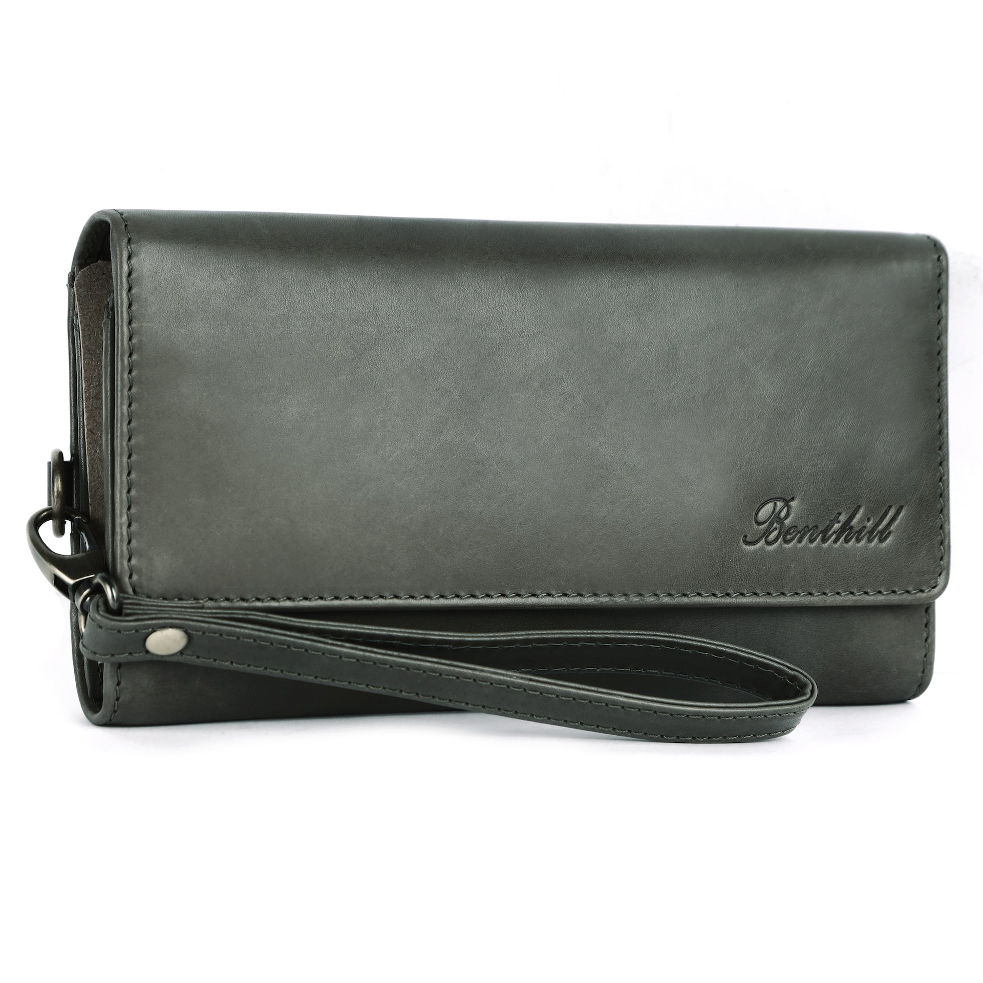 Benthill Geldbörse Damen Leder RFID | Damen Portemonnaie Groß mit vielen Kartenfächer | Grosses Vintage Slim Portmonee | Schmale Lange Damenbörse inkl. Geschenkbox