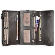 Benthill Geldbörse Damen Leder RFID | Damen Portemonnaie Groß mit vielen Kartenfächer | Grosses Vintage Slim Portmonee | Schmale Lange Damenbörse inkl. Geschenkbox