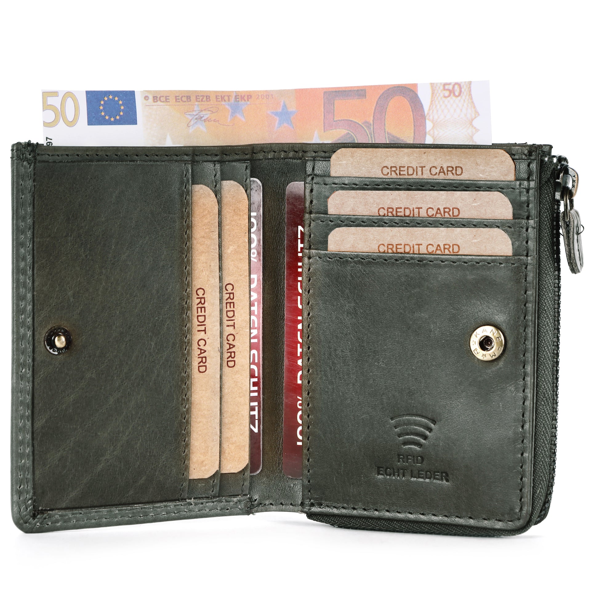 Benthill Kleine Geldbörse Echt Leder | Damen & Herren Geldbeutel mit RFID Schutz | 7 Kartenfächer | Slim-Wallet inkl. Geschenkbox