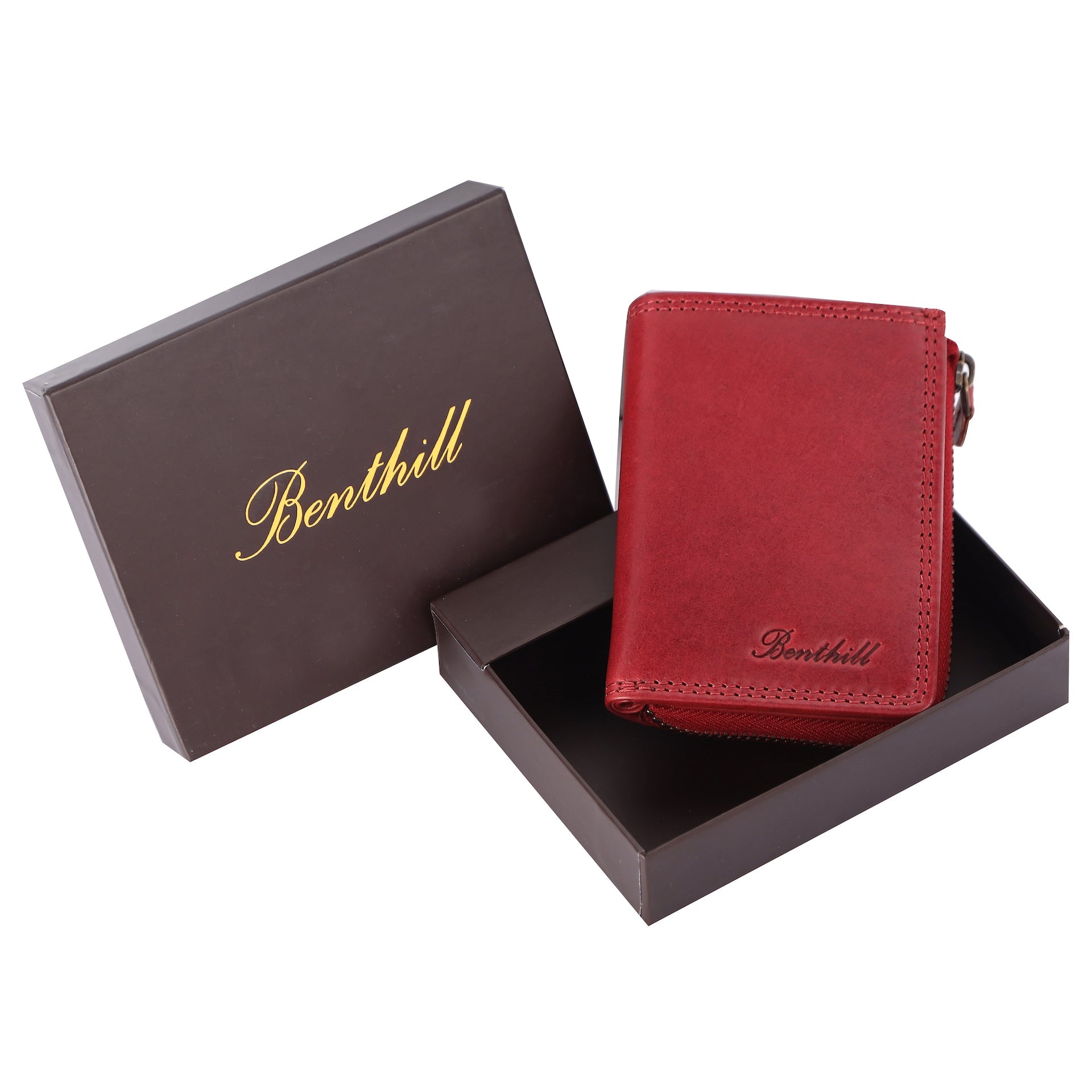 Benthill Kleine Geldbörse Echt Leder | Damen & Herren Geldbeutel mit RFID Schutz | 7 Kartenfächer | Slim-Wallet inkl. Geschenkbox