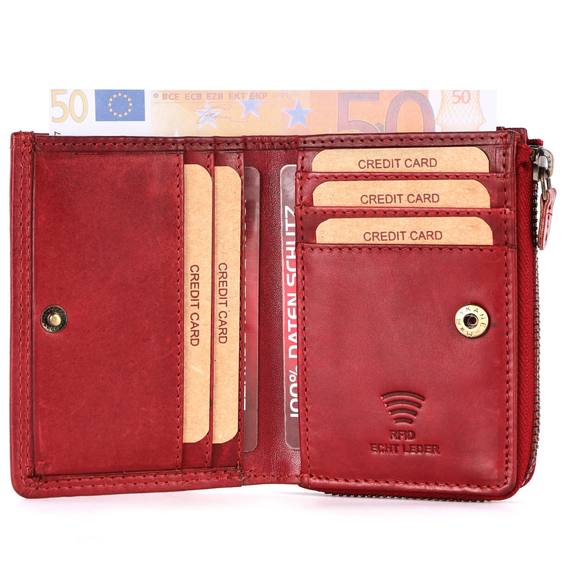 Benthill Kleine Geldbörse Echt Leder | Damen & Herren Geldbeutel mit RFID Schutz | 7 Kartenfächer | Slim-Wallet inkl. Geschenkbox