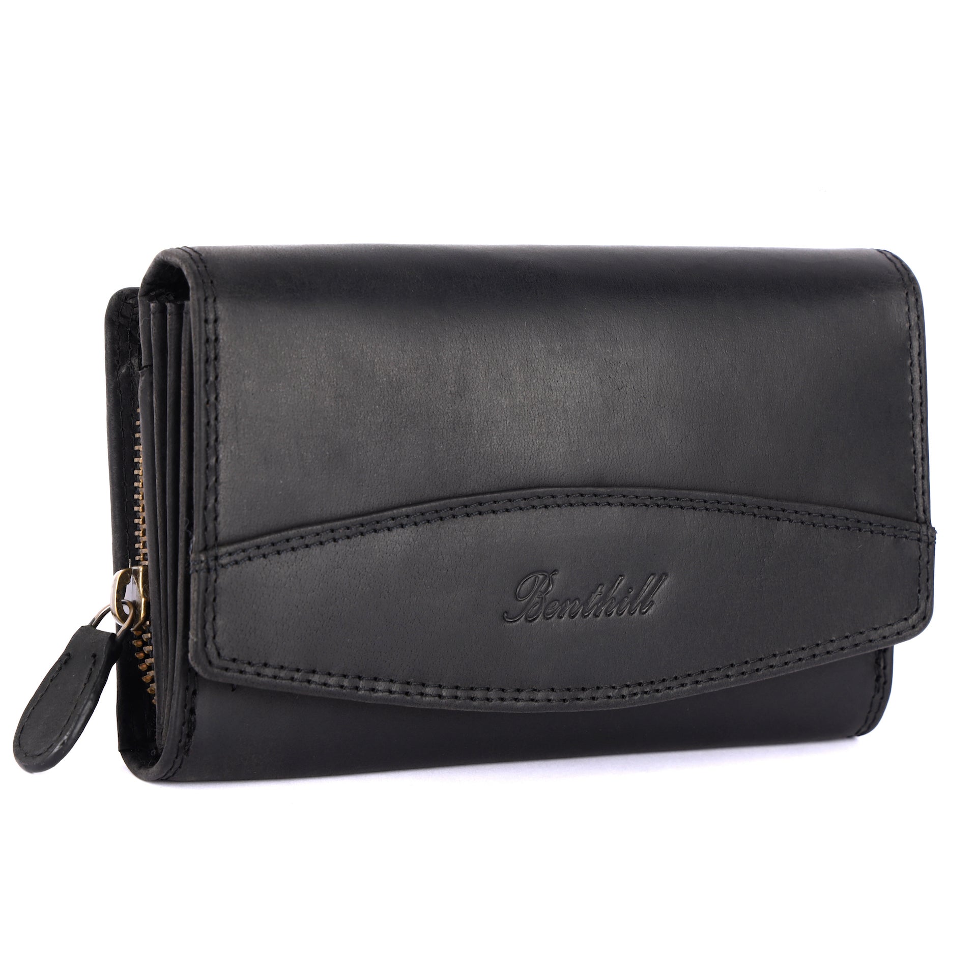 Benthill Geldbörse Groß Echt-Leder - Damen XL Portemonnaie mit RFID Schutz - Frauen Vintage Geldbeutel inkl. Geschenkbox