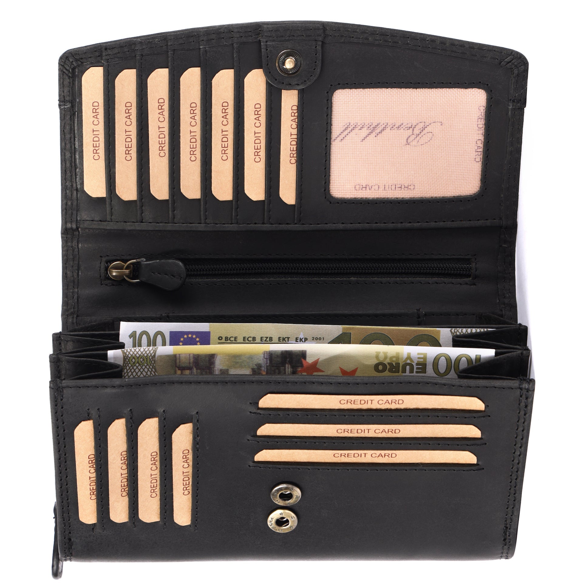 Benthill Geldbörse Groß Echt-Leder - Damen XL Portemonnaie mit RFID Schutz - Frauen Vintage Geldbeutel inkl. Geschenkbox