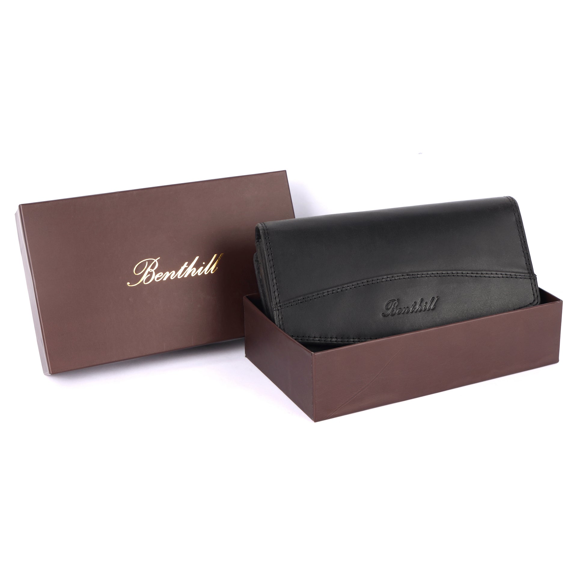 Benthill Geldbörse Groß Echt-Leder - Damen XL Portemonnaie mit RFID Schutz - Frauen Vintage Geldbeutel inkl. Geschenkbox
