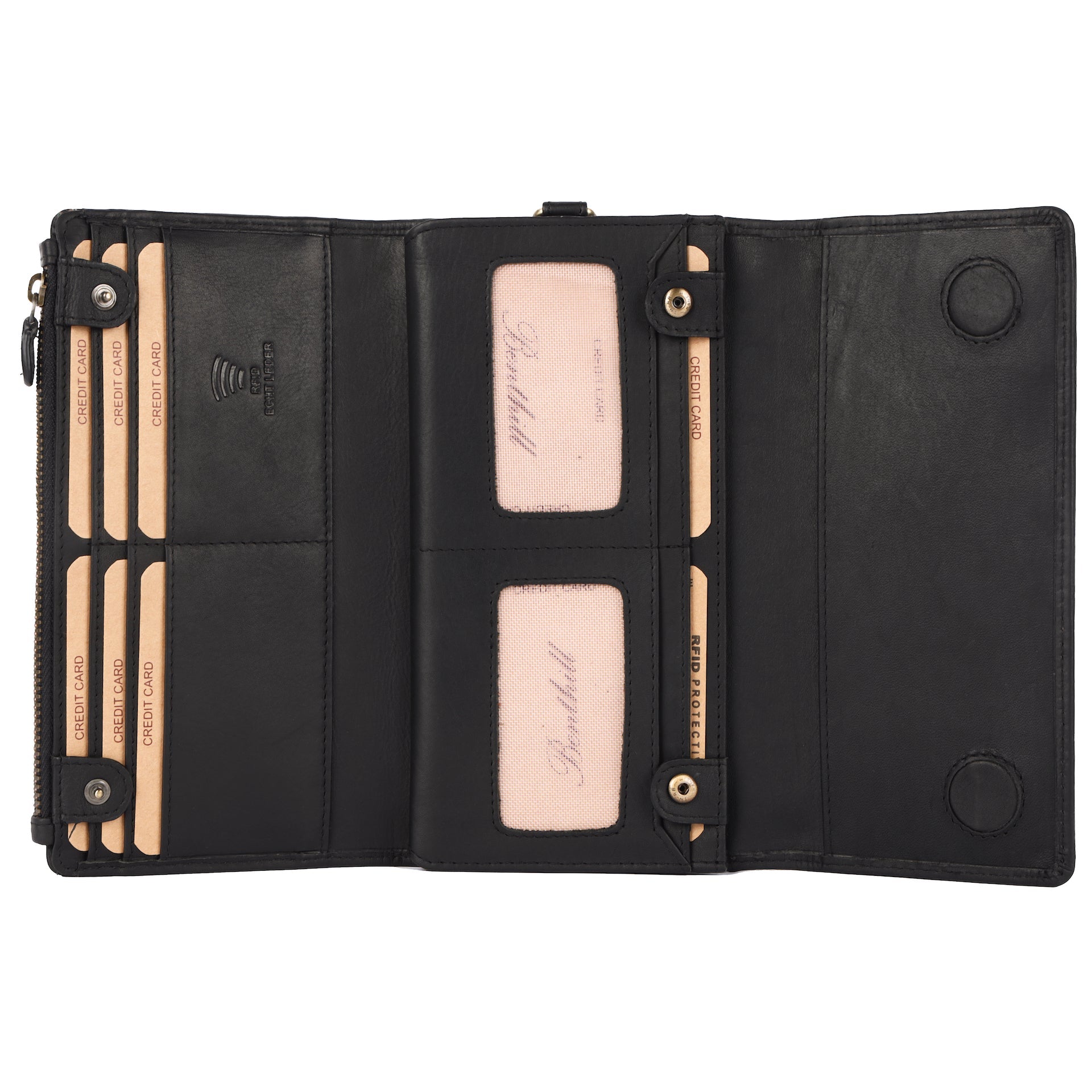 Benthill Geldbörse Damen Leder RFID | Damen Portemonnaie Groß mit vielen Kartenfächer | Grosses Vintage Slim Portmonee | Schmale Lange Damenbörse inkl. Geschenkbox