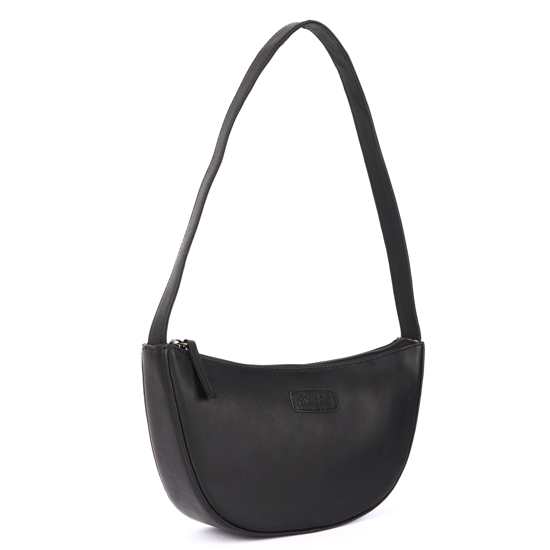 Benthill Schultertasche Damen Echt Leder | Henkeltasche aus hochwertigem Rindsleder | Kleine Vintage Hobo Bag Beutel