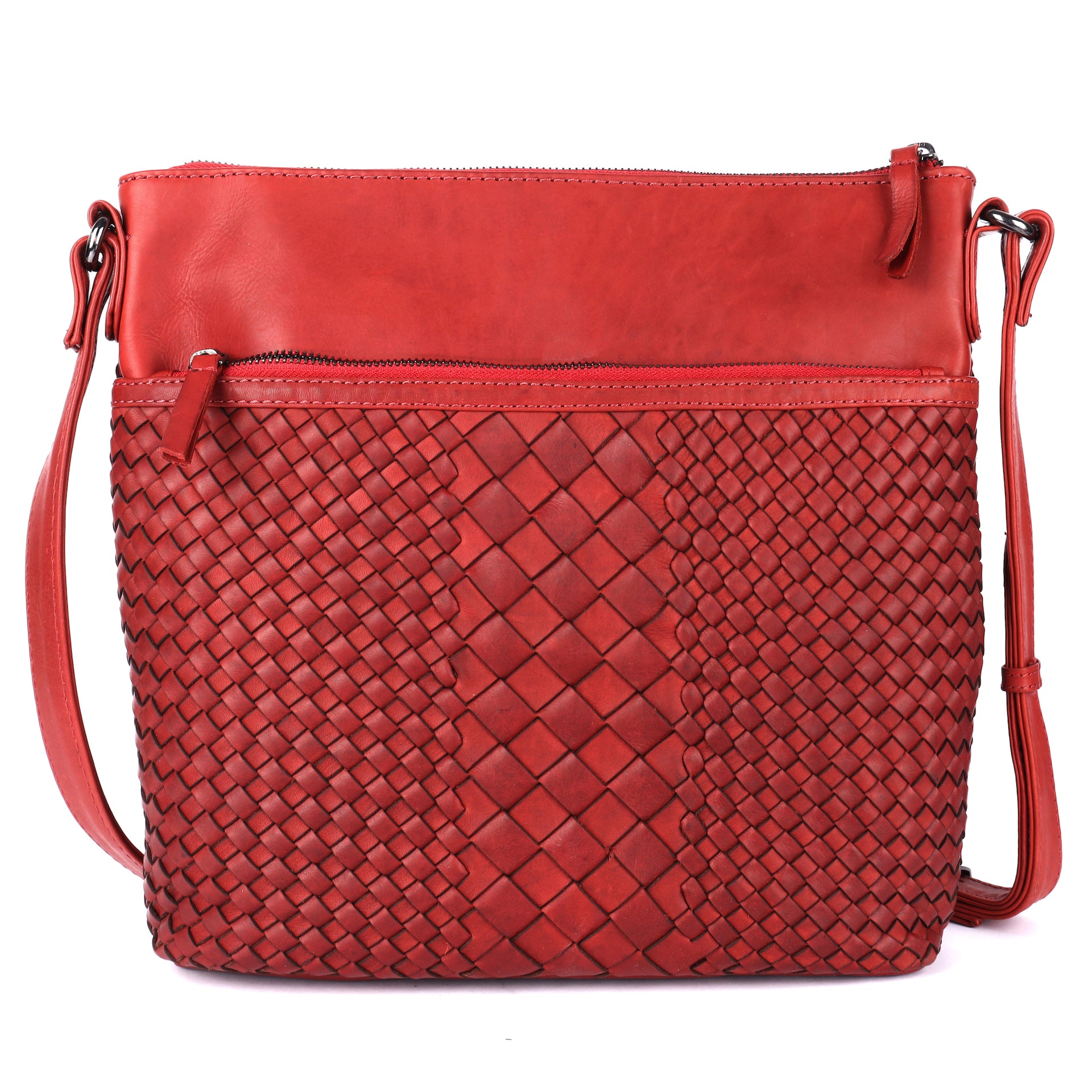 Benthill Umhängetasche Damen Leder | Damen Schultertasche aus Rindsleder | Echtleder Vintage Damen Handtasche mit geflochtenem Muster