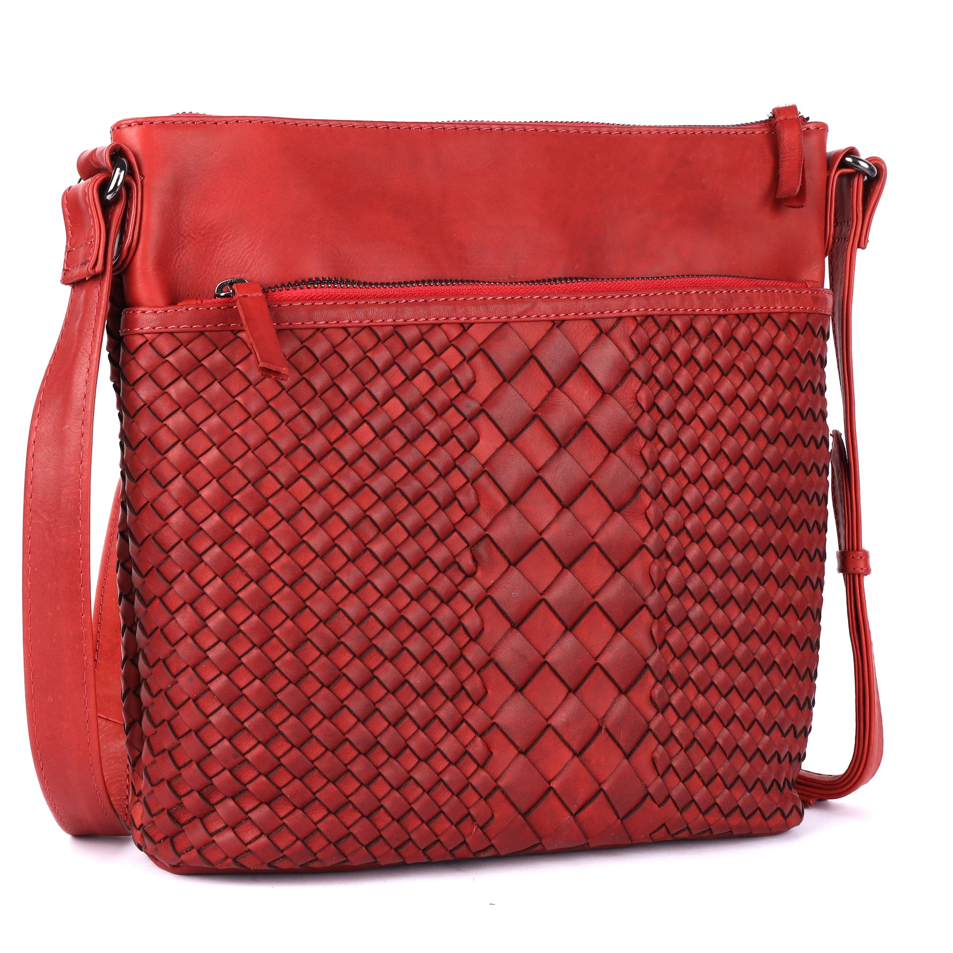 Benthill Umhängetasche Damen Leder | Damen Schultertasche aus Rindsleder | Echtleder Vintage Damen Handtasche mit geflochtenem Muster