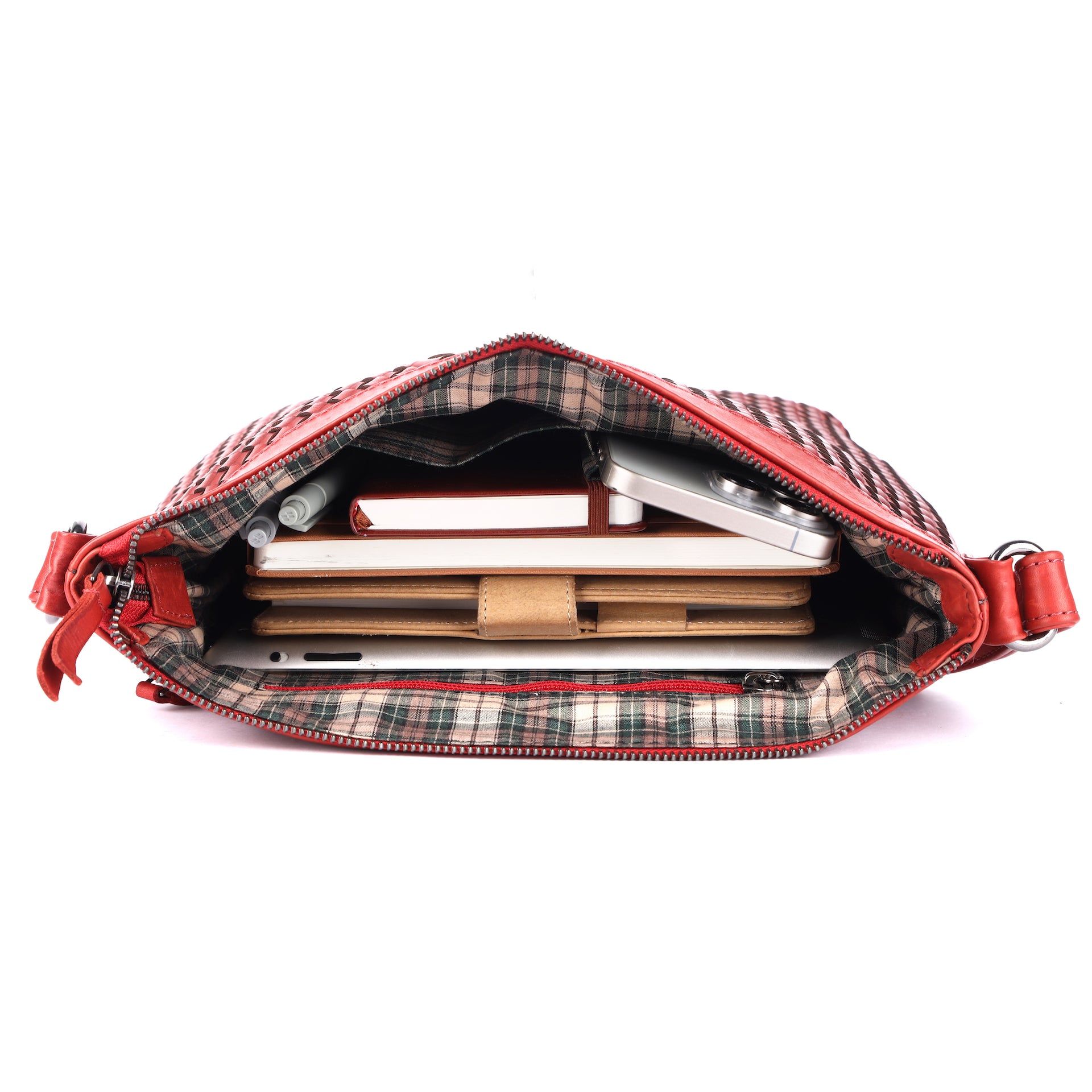 Benthill Umhängetasche Damen Leder | Damen Schultertasche aus Rindsleder | Echtleder Vintage Damen Handtasche mit geflochtenem Muster