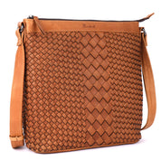 Benthill Umhängetasche Damen Leder | Damen Schultertasche aus Rindsleder | Echtleder Vintage Damen Handtasche mit geflochtenem Muster