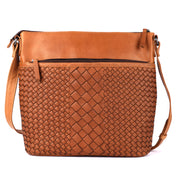 Benthill Umhängetasche Damen Leder | Damen Schultertasche aus Rindsleder | Echtleder Vintage Damen Handtasche mit geflochtenem Muster