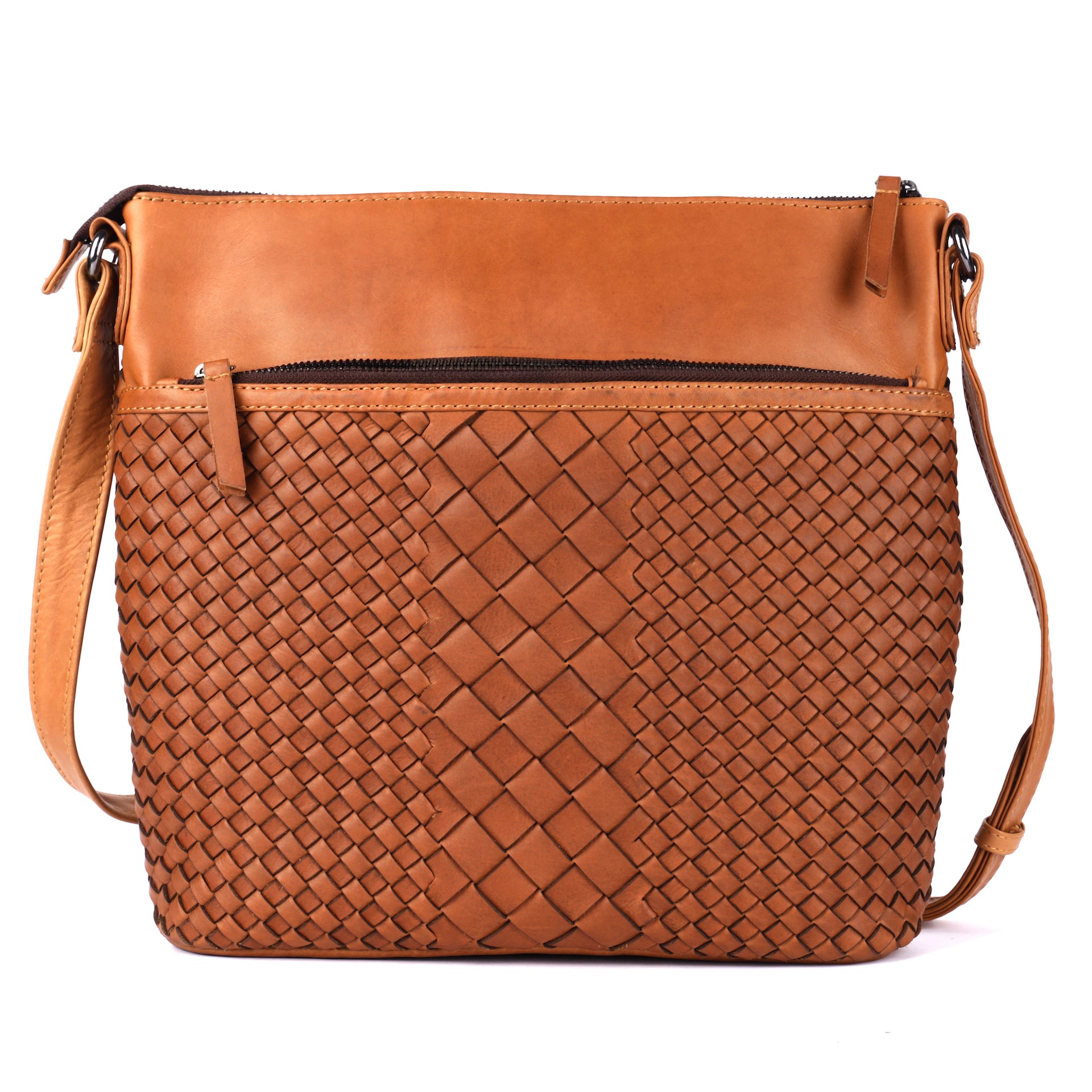 Benthill Umhängetasche Damen Leder | Damen Schultertasche aus Rindsleder | Echtleder Vintage Damen Handtasche mit geflochtenem Muster